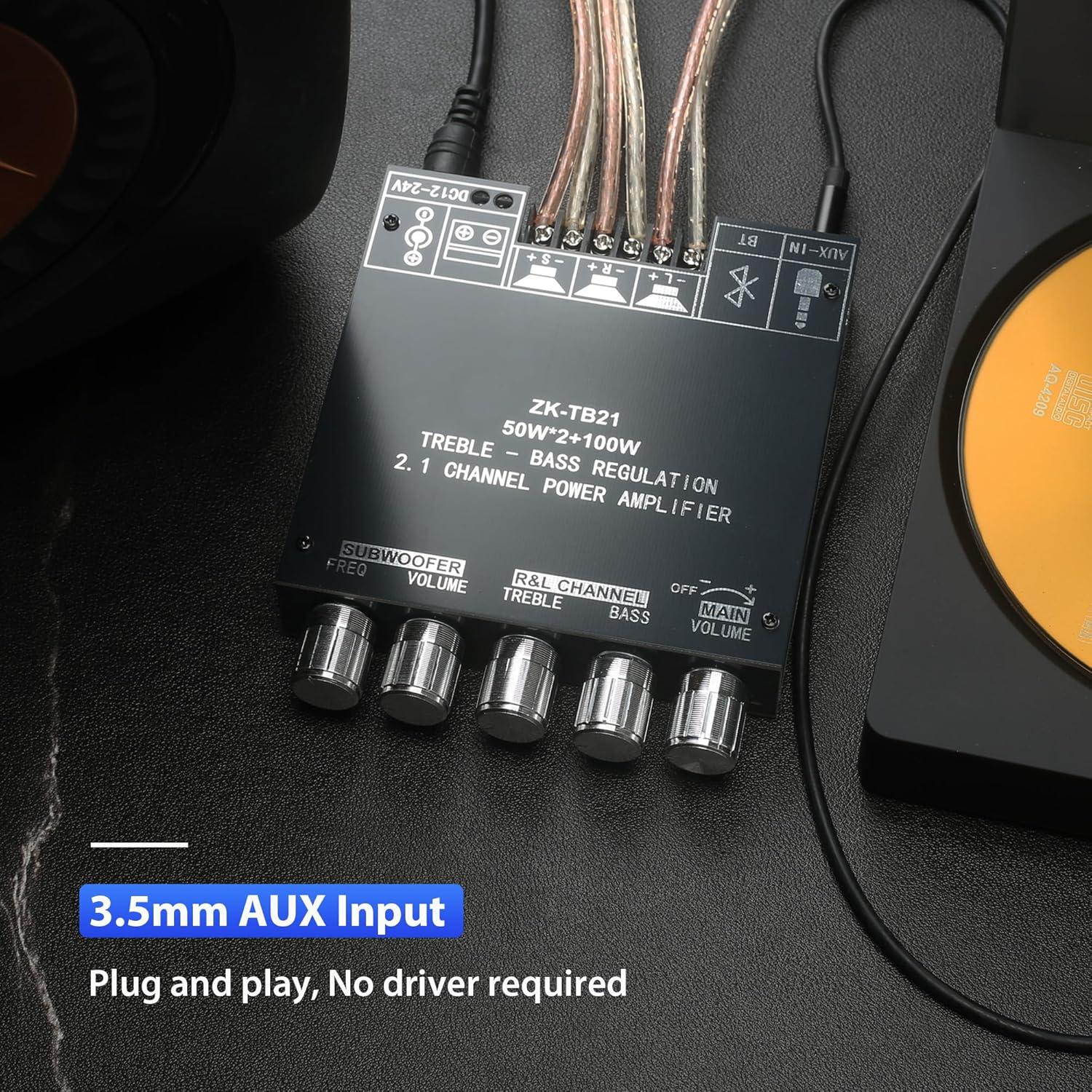 Amplificador de Potencia ZK-TB21 2.1 Canales Bluetooth 50W+50W+100W