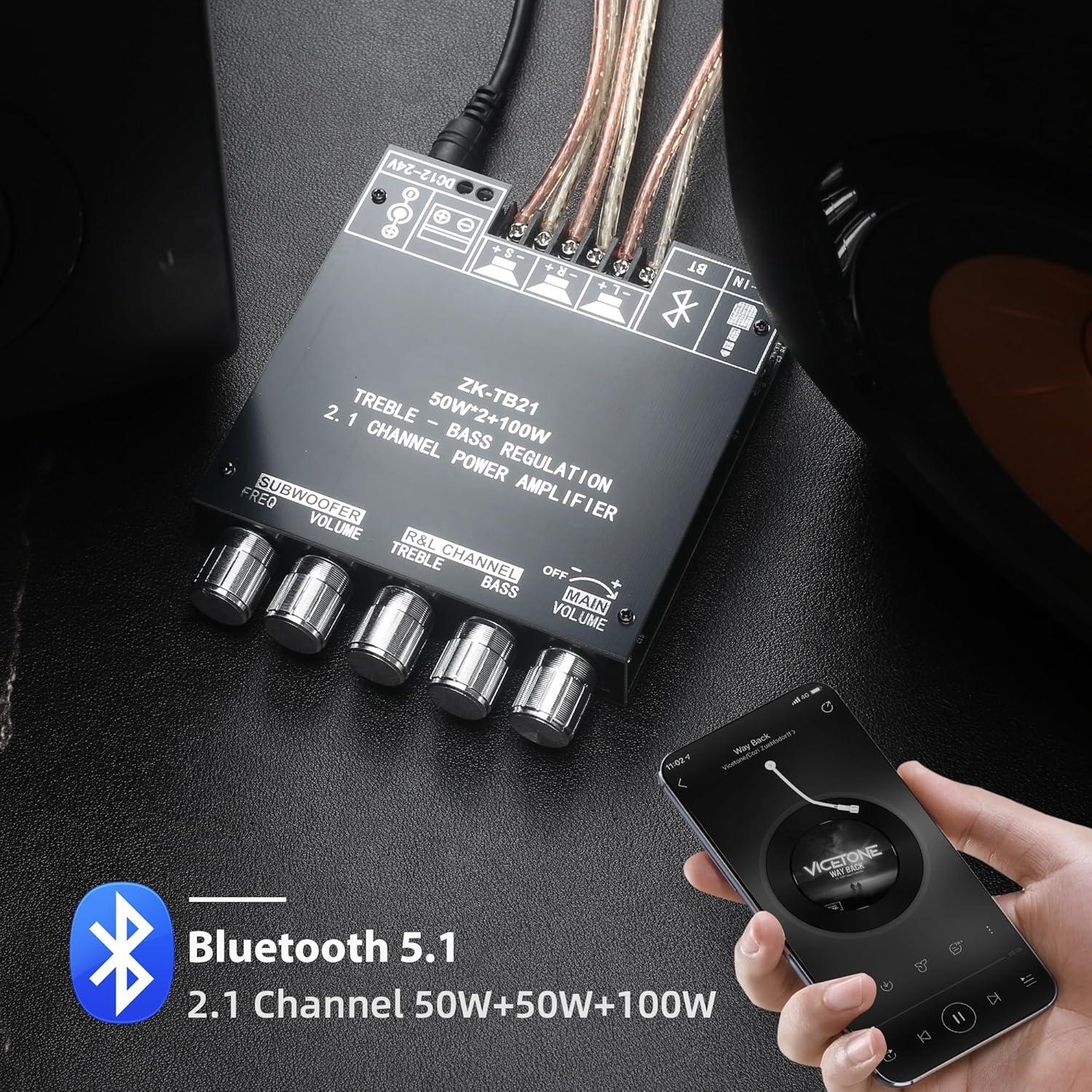 Amplificador de Potencia ZK-TB21 2.1 Canales Bluetooth 50W+50W+100W