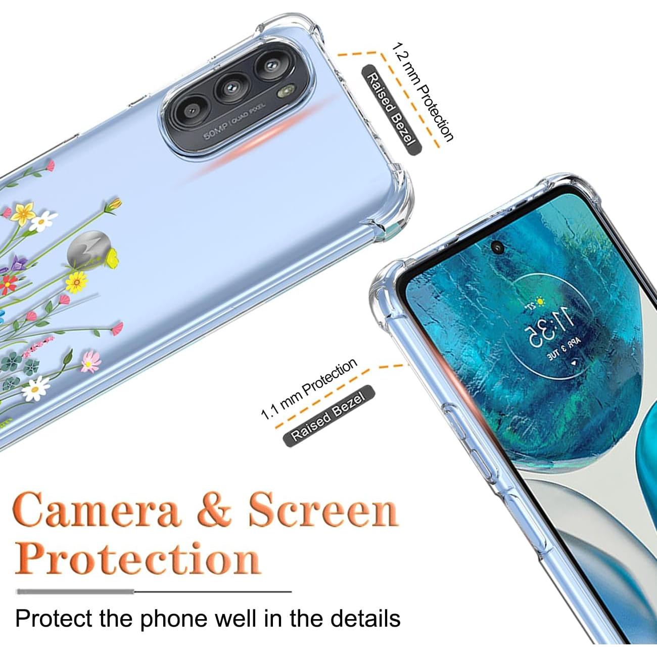 Funda Transparente para Moto G52 4G/G82 5G/G71S 5G con Protector