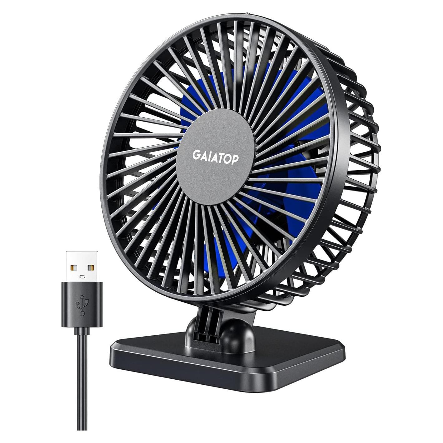 Gaiatop Ventilador de Escritorio USB 3 Velocidades Azul