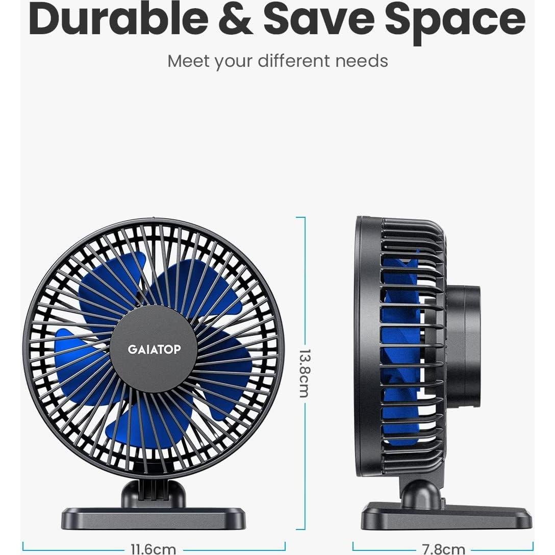 Gaiatop Ventilador de Escritorio USB 3 Velocidades Azul