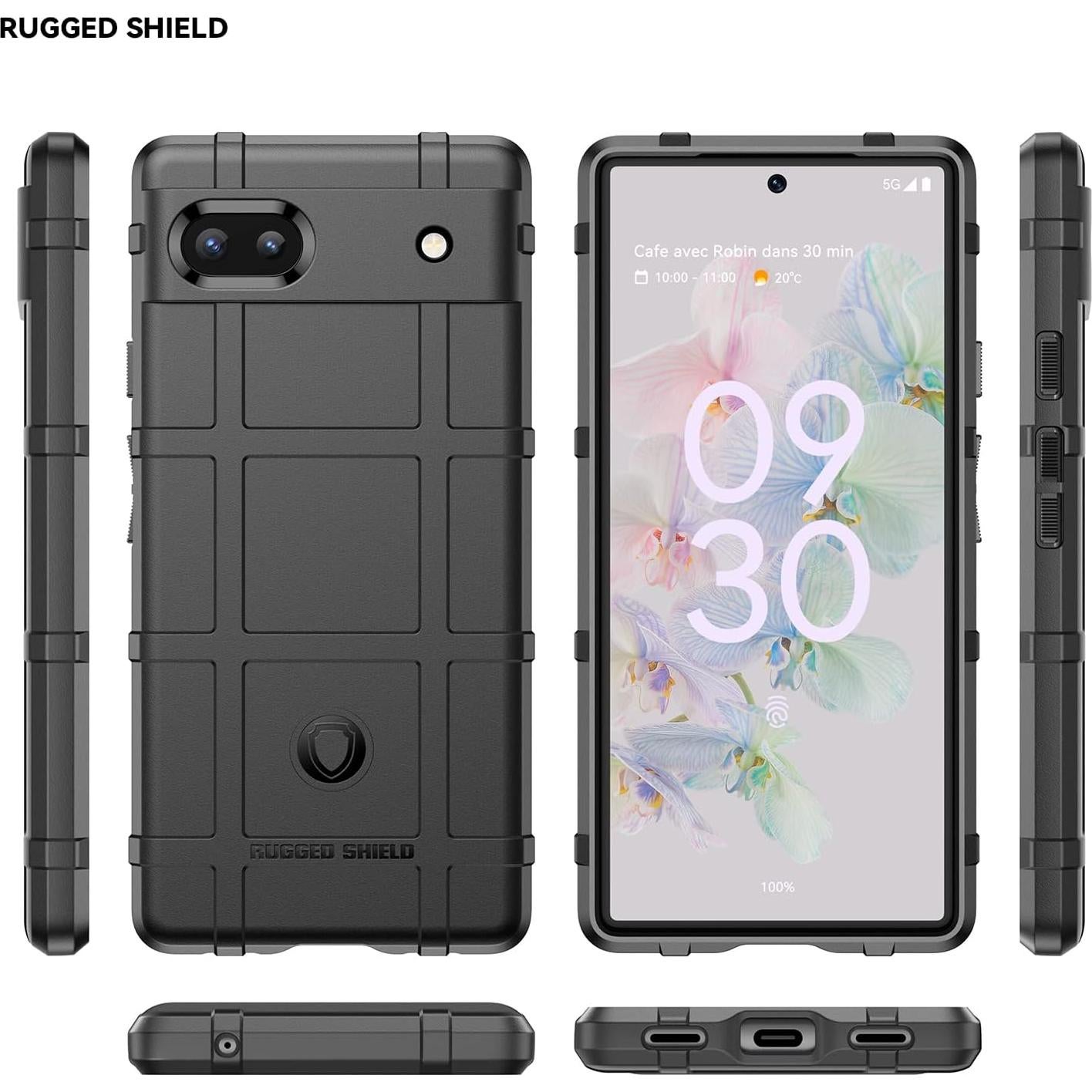 Funda Ajustada Google Pixel 6a Rugged Shield Negro HD