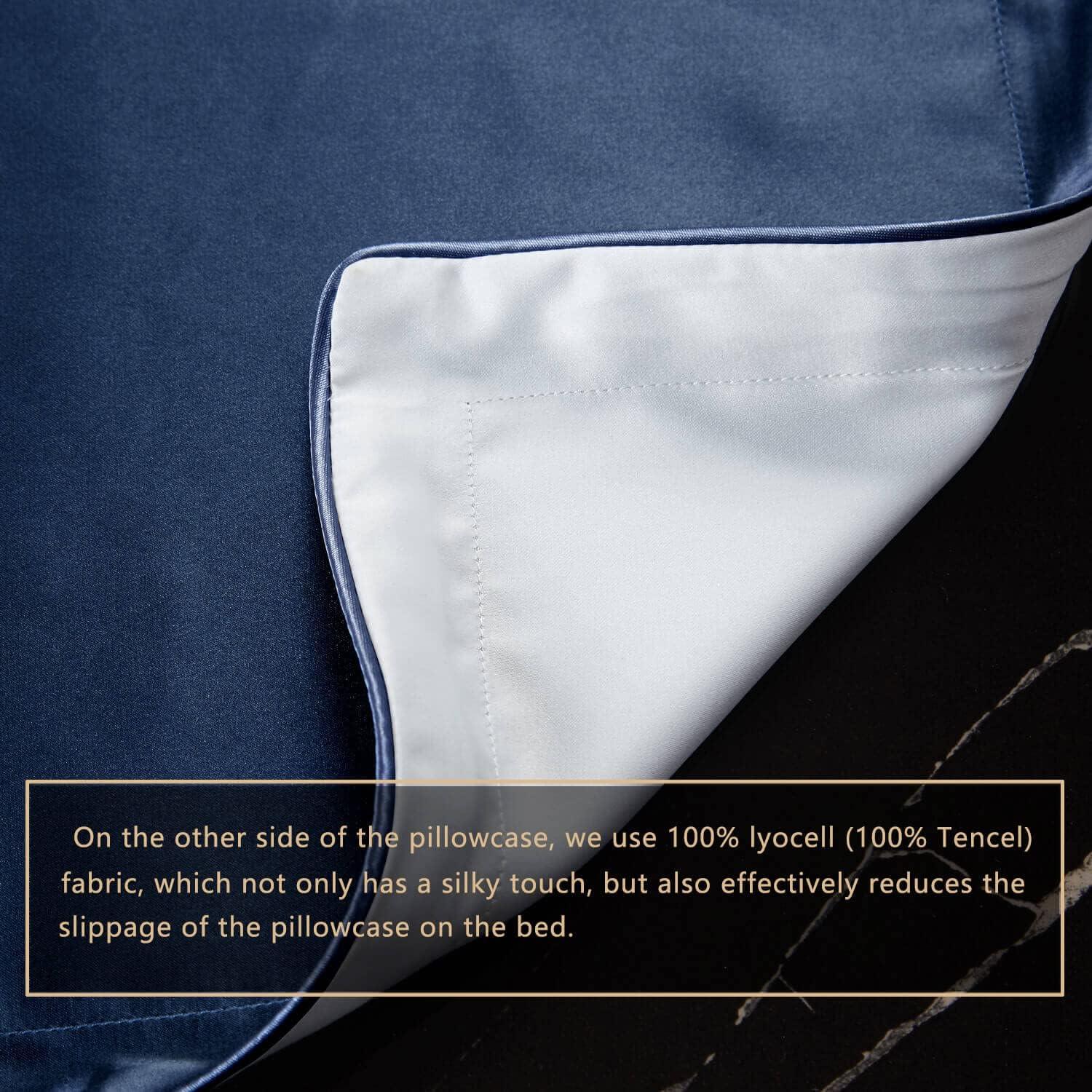 Funda de Almohada de Seda DISANGNI 51x66cm Azul Antienvejecimiento