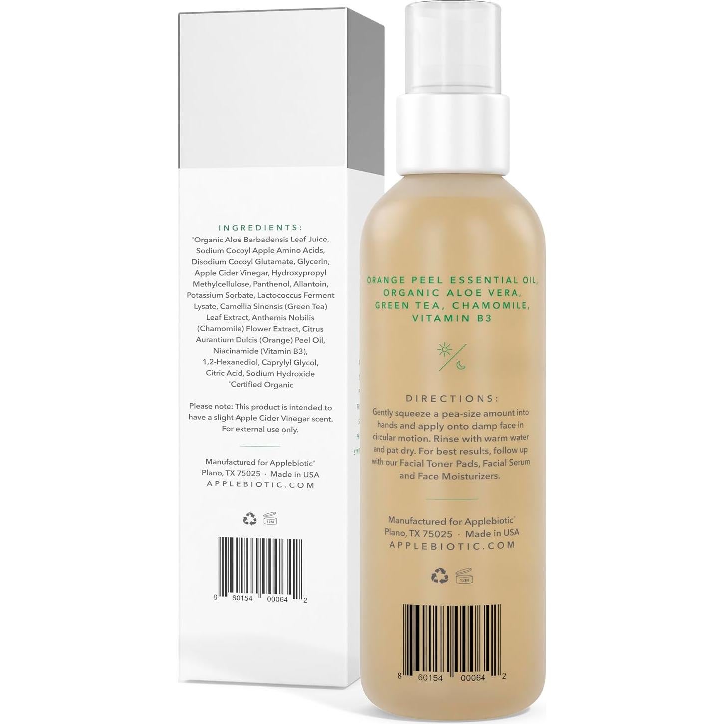 Limpiador Facial Natural AppleBiotic 2x30ml Vinagre de Sidra