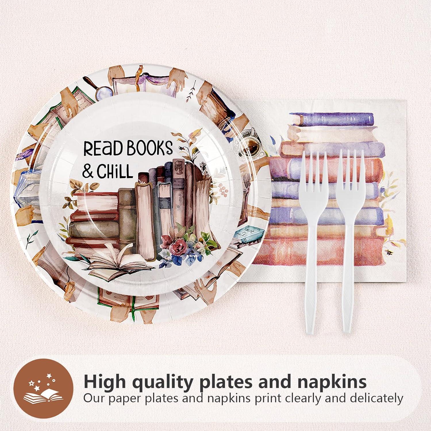 Conjunto de Vajilla Desechable Grencian 200 Pcs Temática de Libros