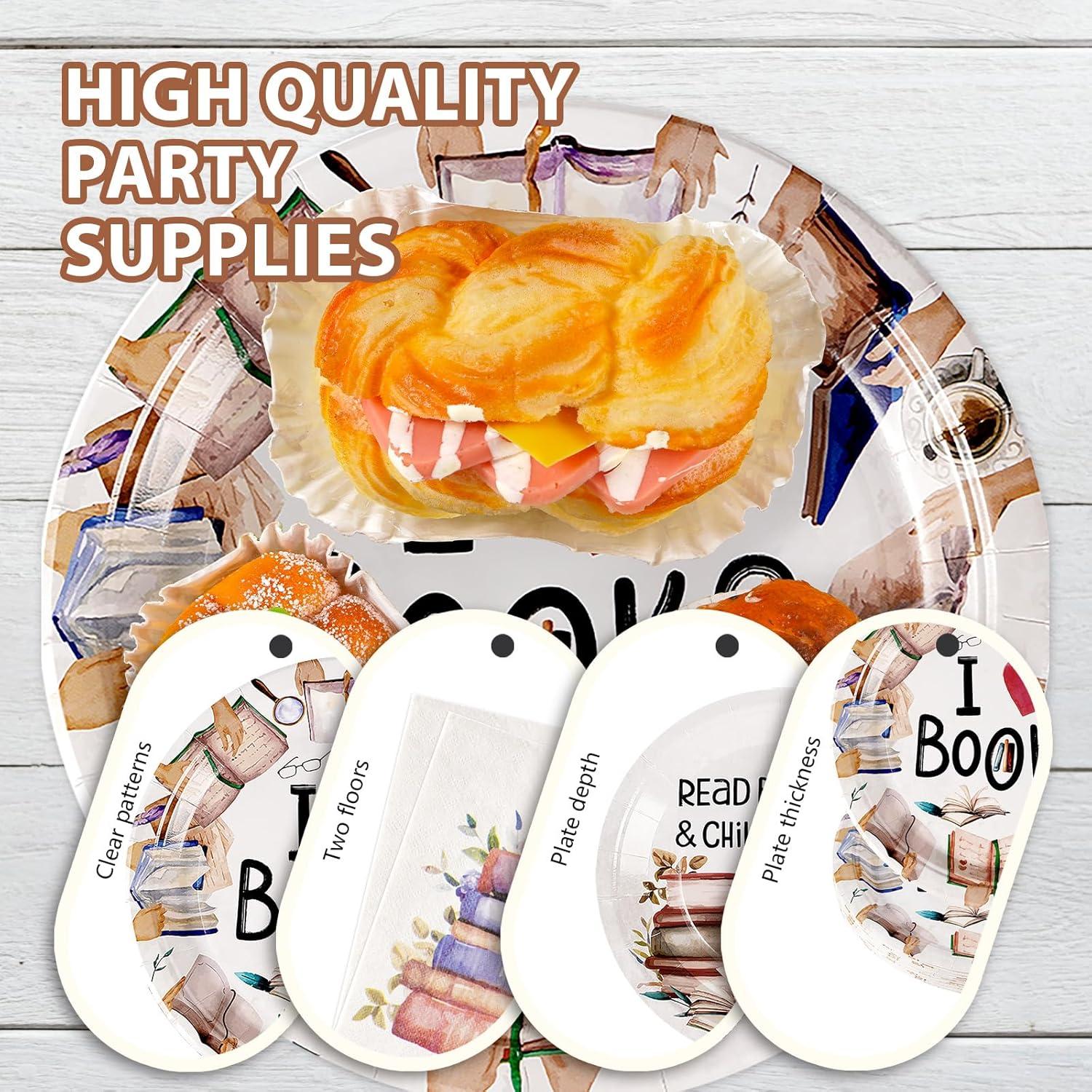 Conjunto de Vajilla Desechable Grencian 200 Pcs Temática de Libros