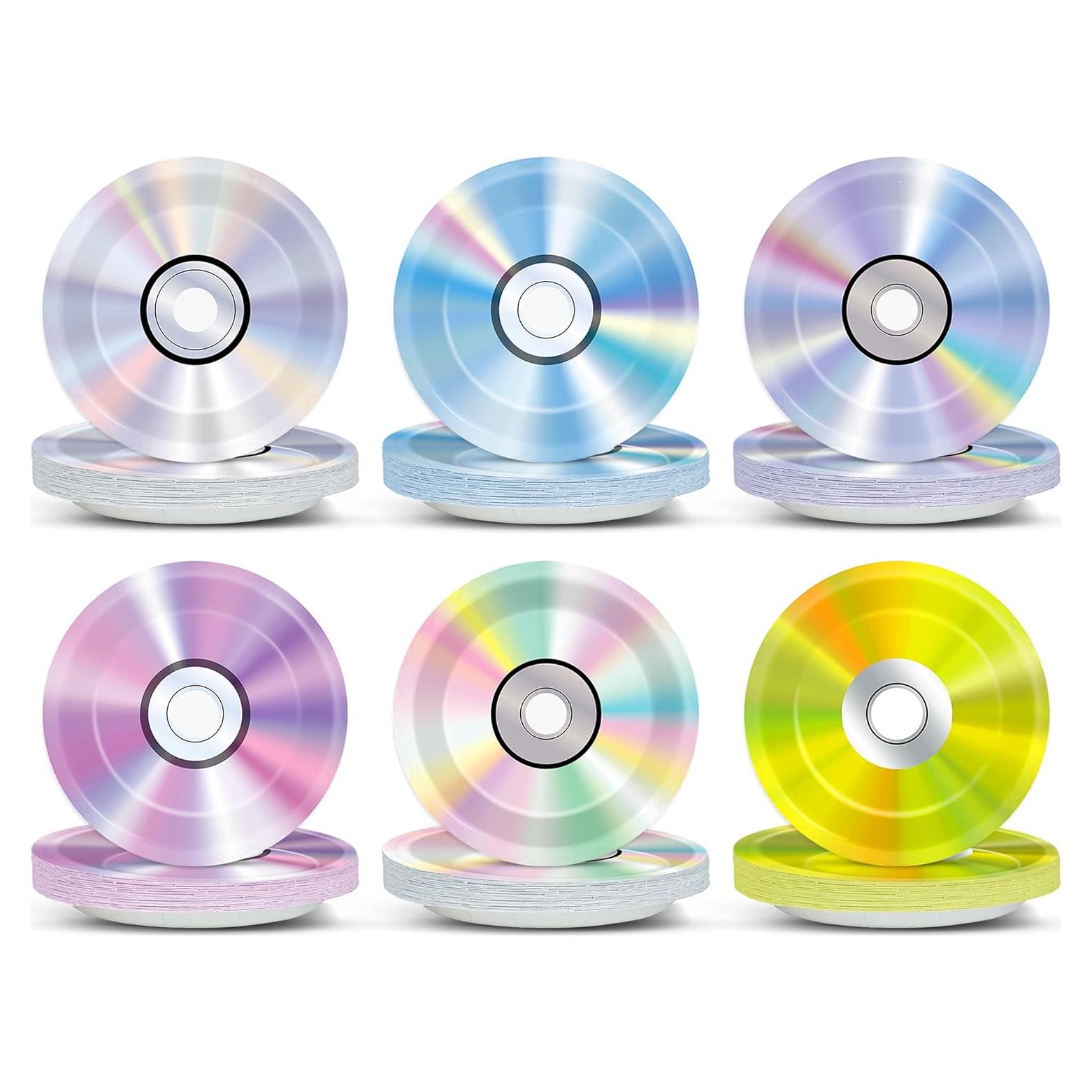 60 Platos de Papel Retro de los 90 - 18cm CD Fiesta CHUNNIN