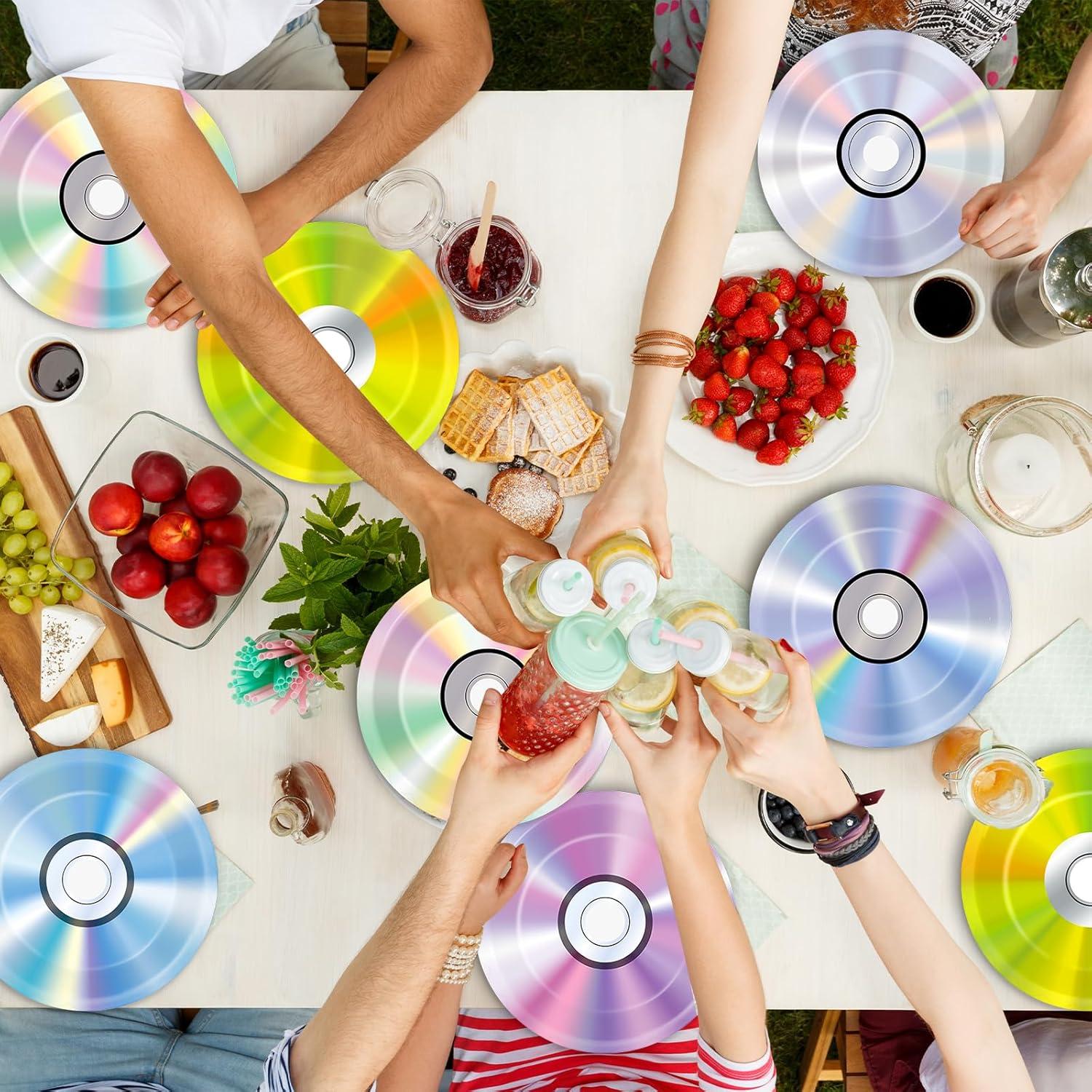 60 Platos de Papel Retro de los 90 - 18cm CD Fiesta CHUNNIN