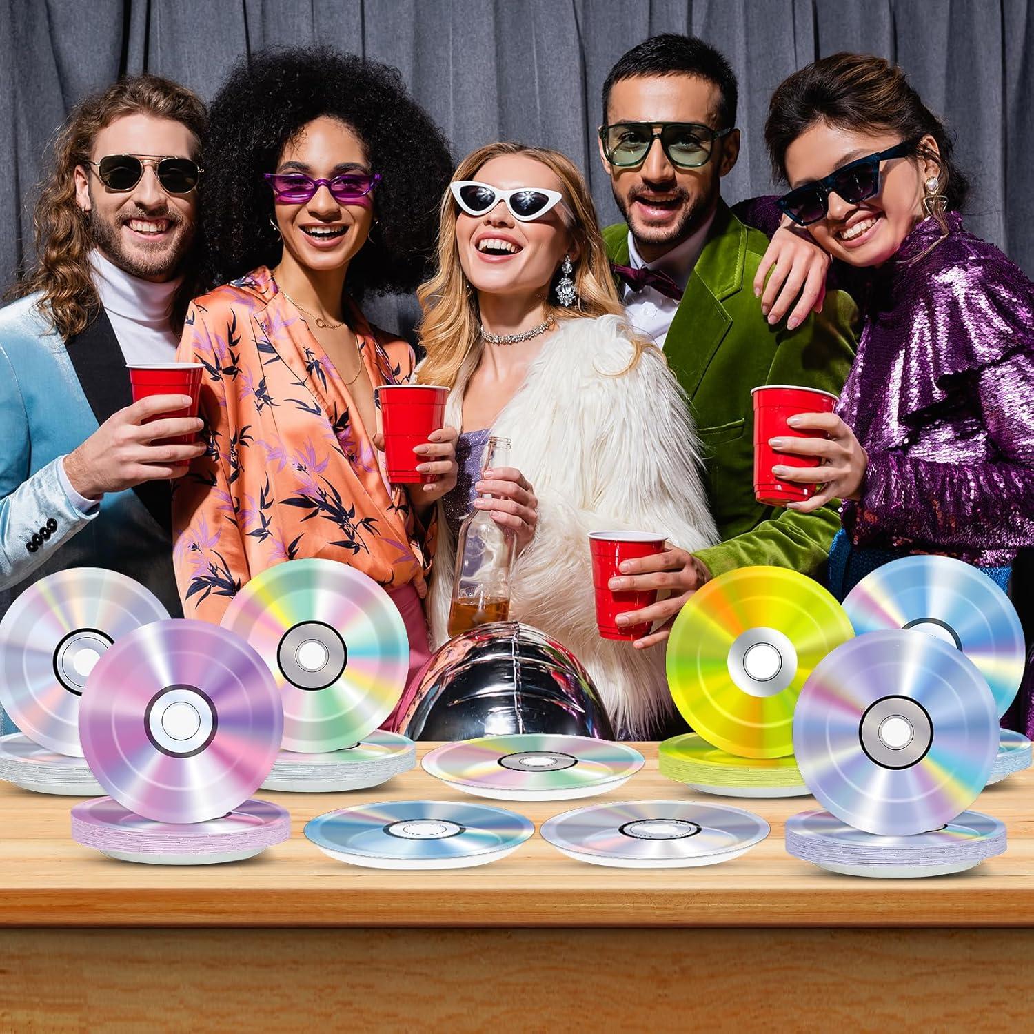 60 Platos de Papel Retro de los 90 - 18cm CD Fiesta CHUNNIN