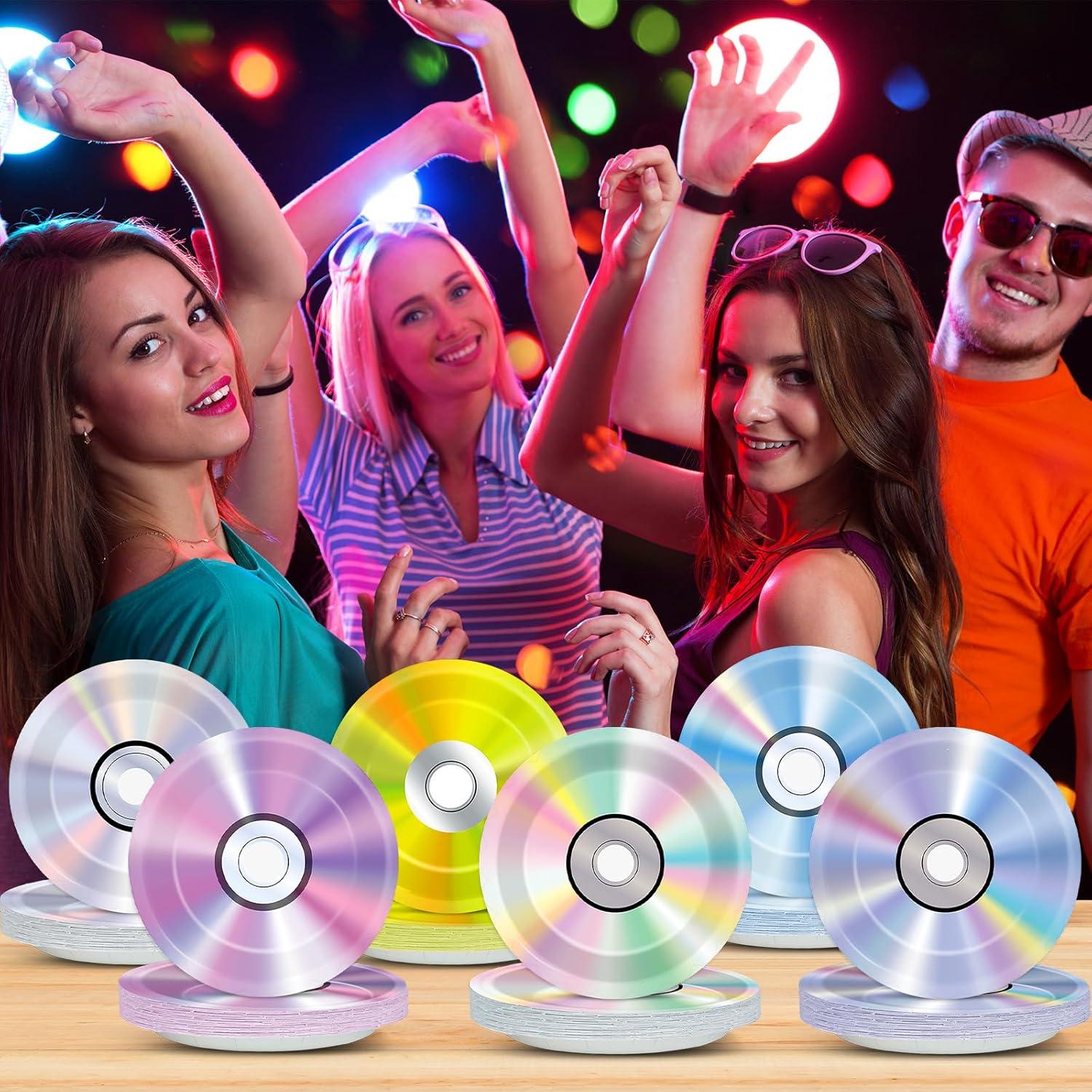 60 Platos de Papel Retro de los 90 - 18cm CD Fiesta CHUNNIN