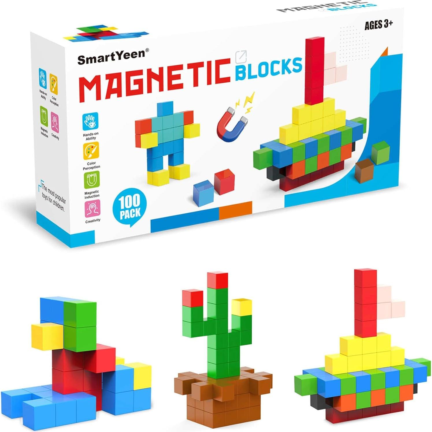 Bloques Magnéticos SmartYeen 100pcs Juguetes STEM 3-8 años