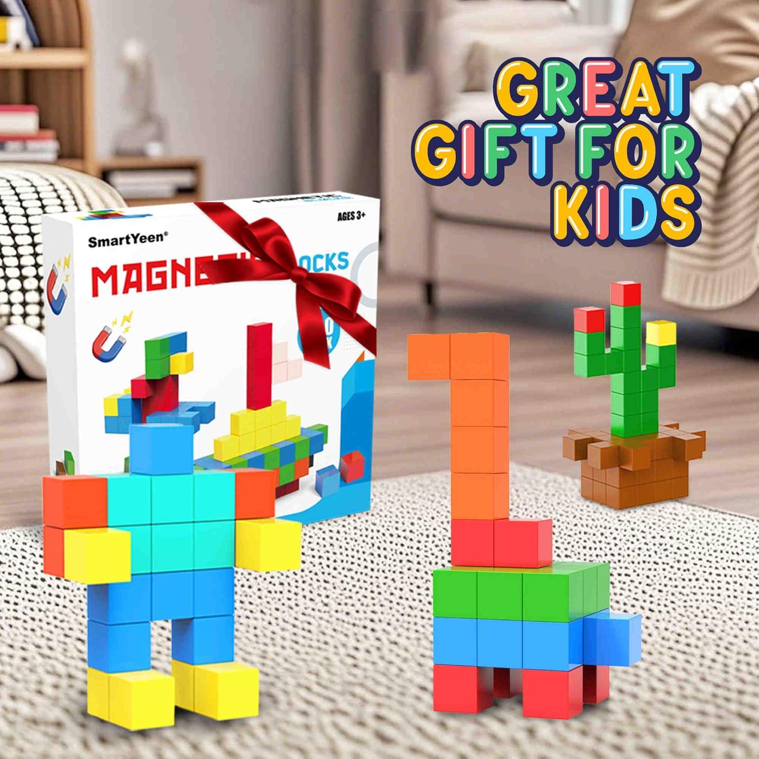 Bloques Magnéticos SmartYeen 100pcs Juguetes STEM 3-8 años