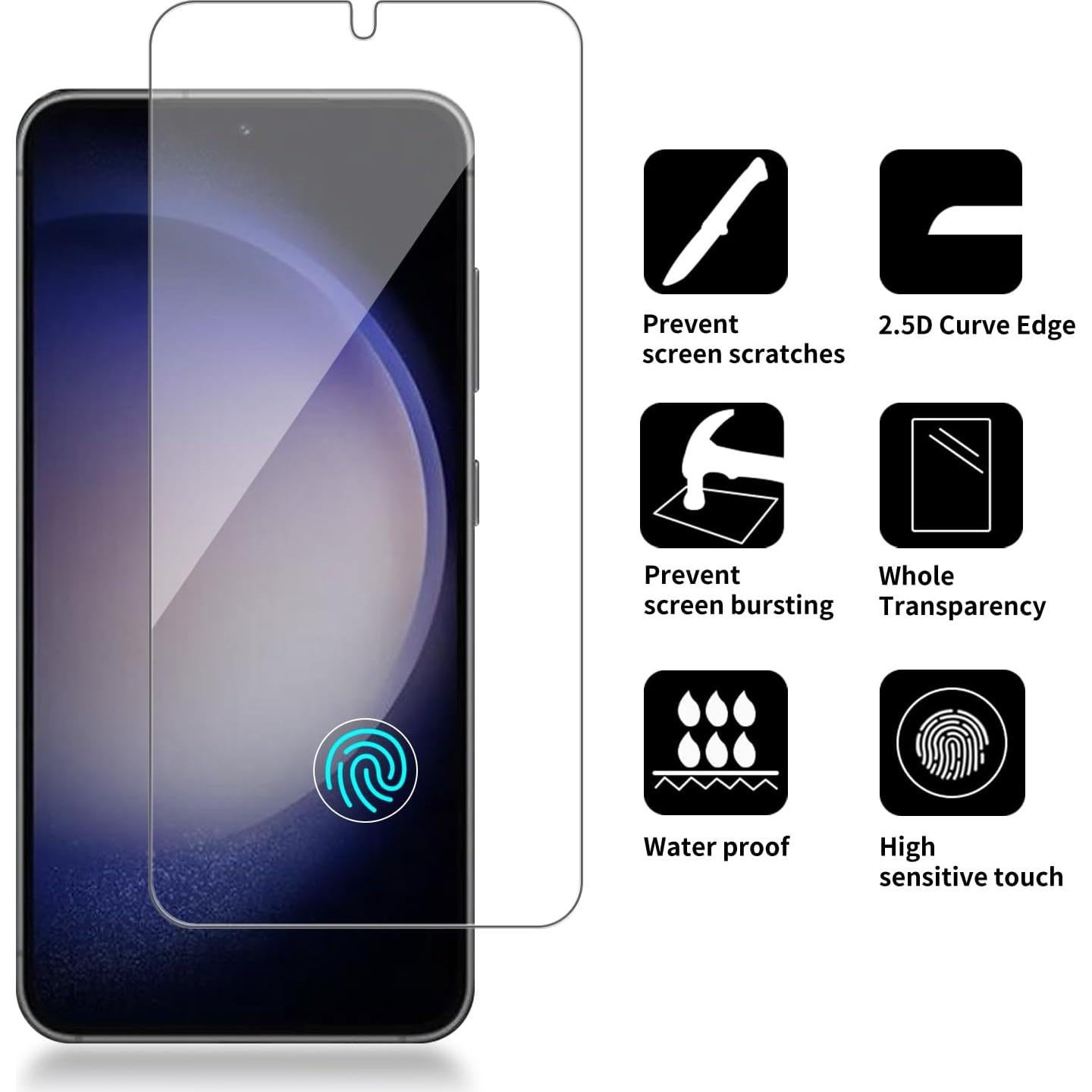 4 Protectores de Pantalla Vidrio Templado iCsapr para Galaxy S23+