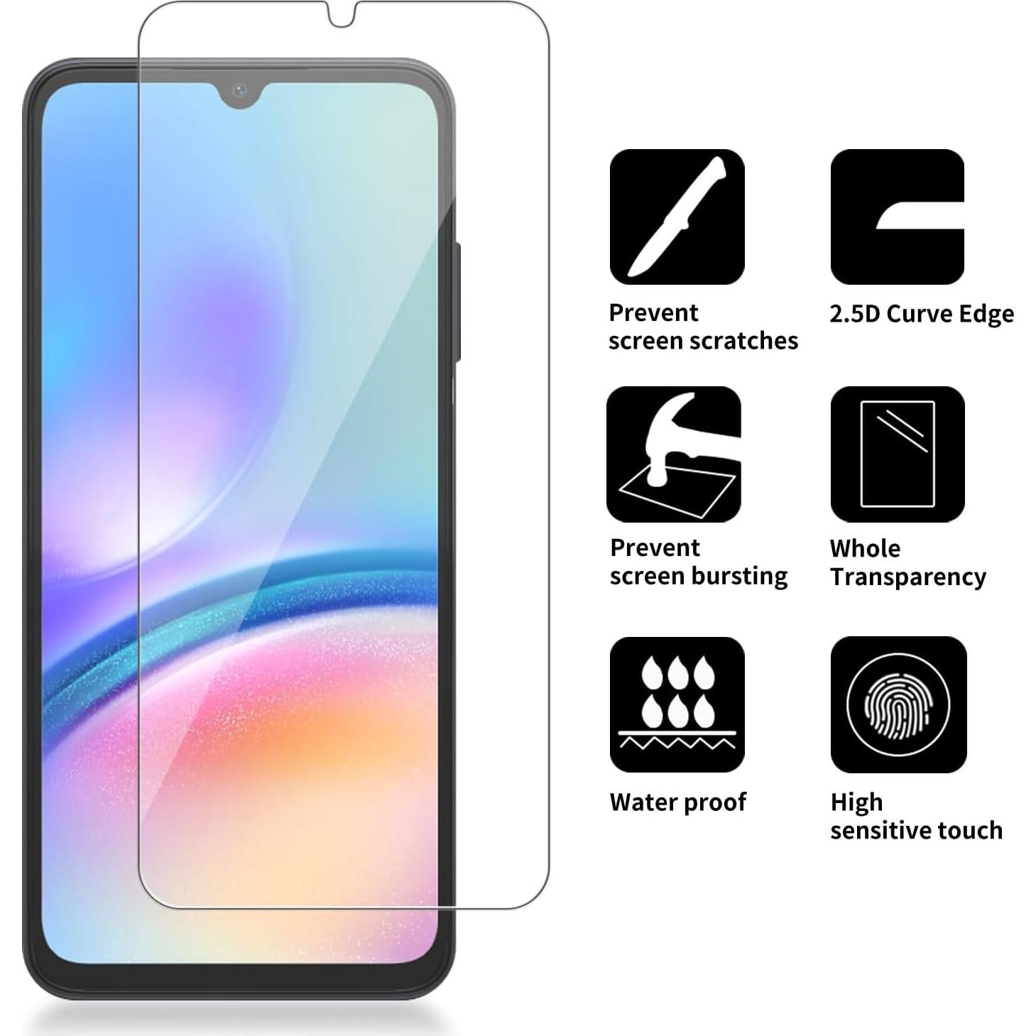 Paquete de 4 Protectores de Pantalla Vidrio Templado iCsapr para Samsung Galaxy A05s/A05