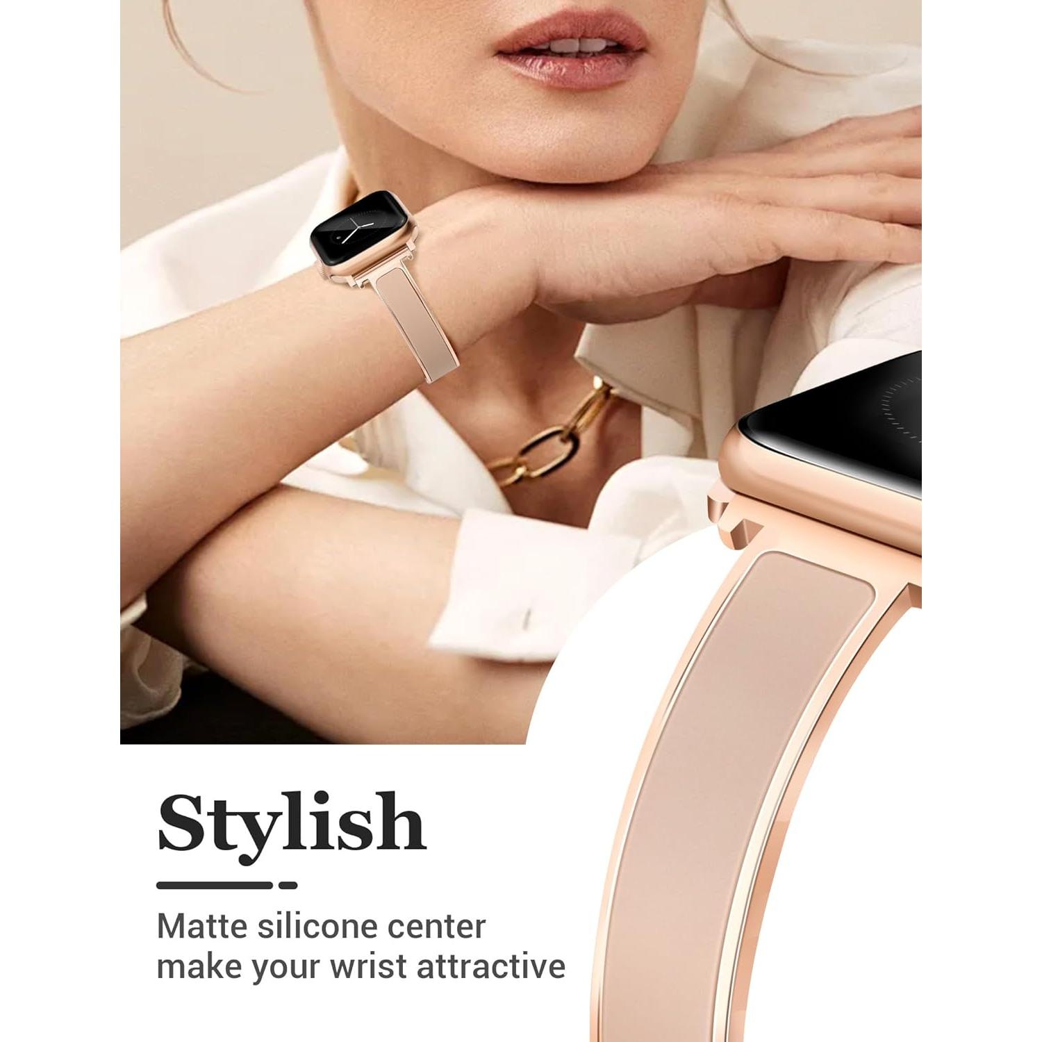 Banda de Reloj Slim Oro Rosa Newlibery para Apple Watch 38-42mm