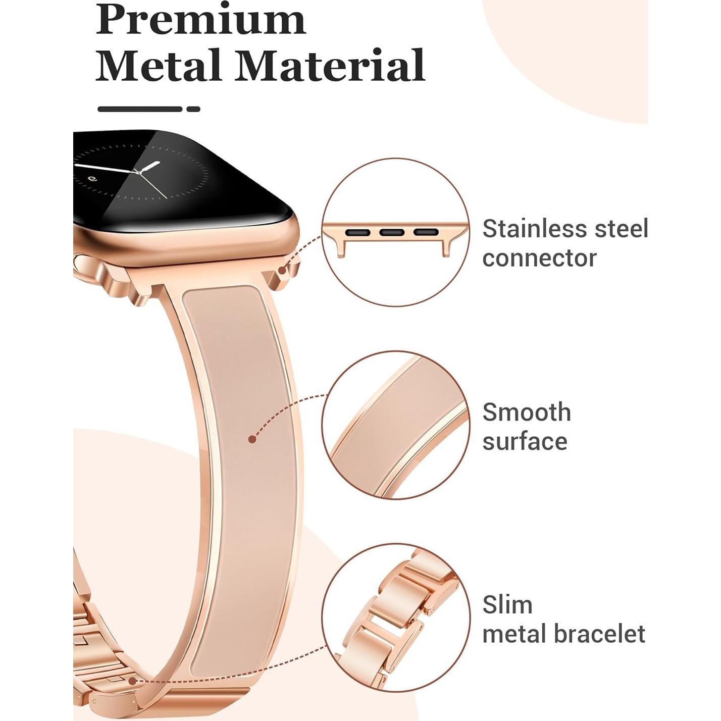 Banda de Reloj Slim Oro Rosa Newlibery para Apple Watch 38-42mm