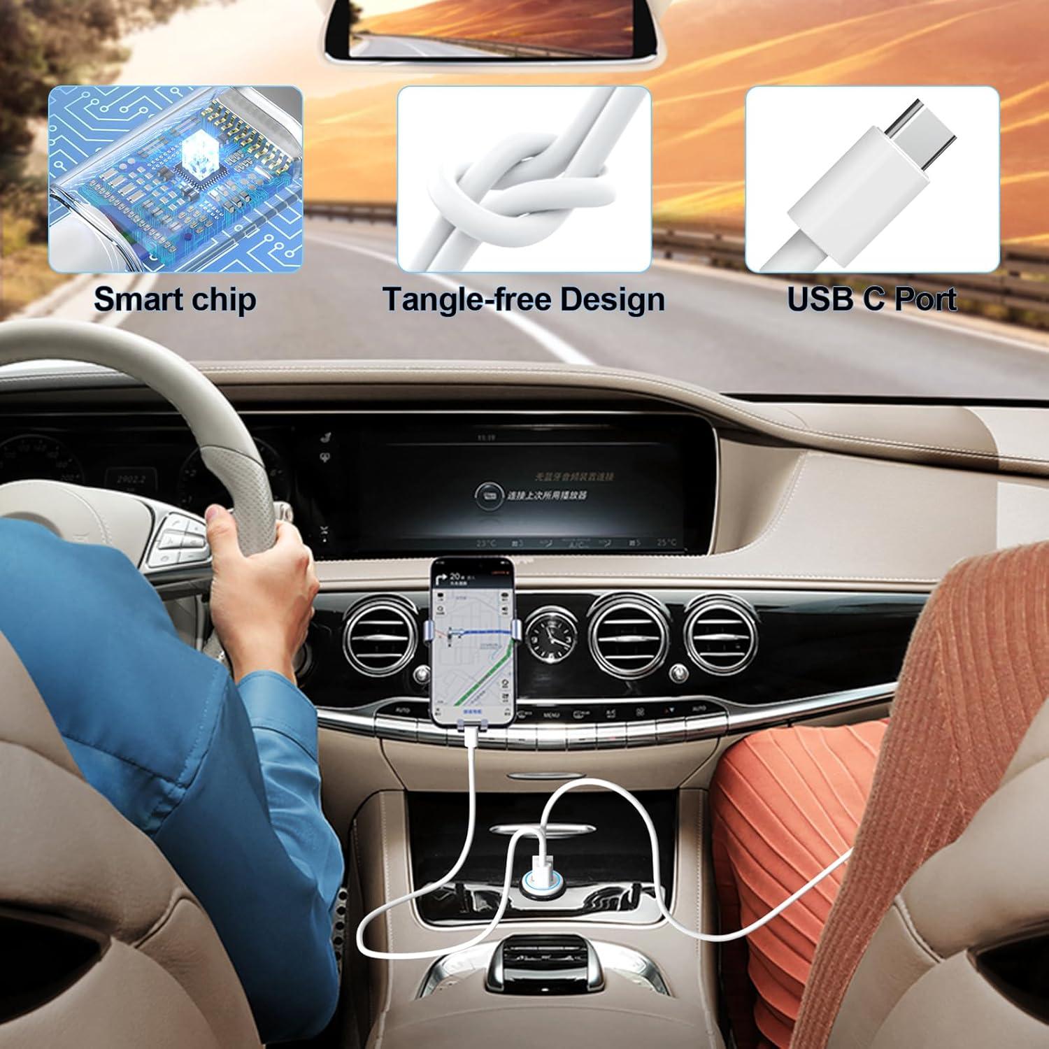 Cargador de Coche ZRTXBA 48W PD QC4.0 Doble Puerto USB C