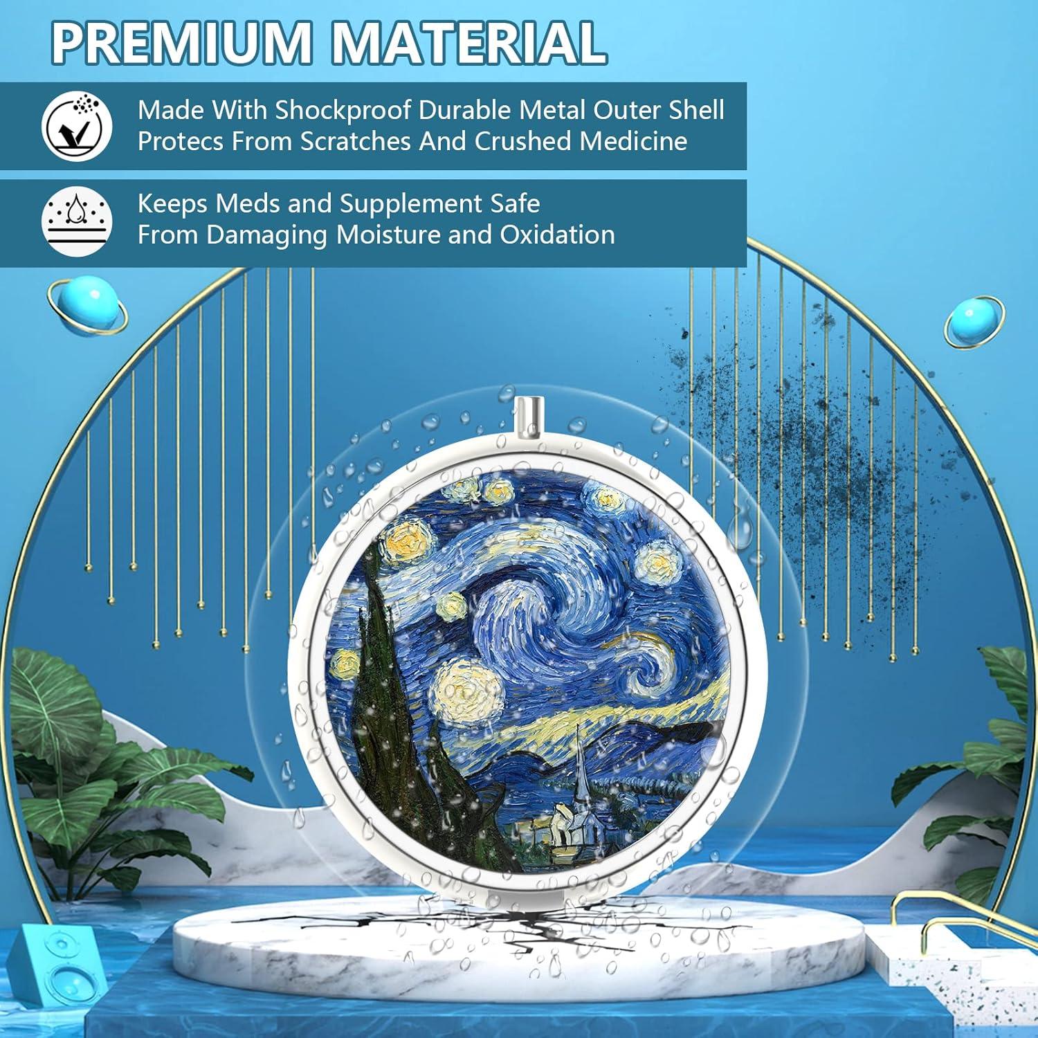 Caja de Pastillas Portátil Hion Noche Estrellada 3 Compartimentos