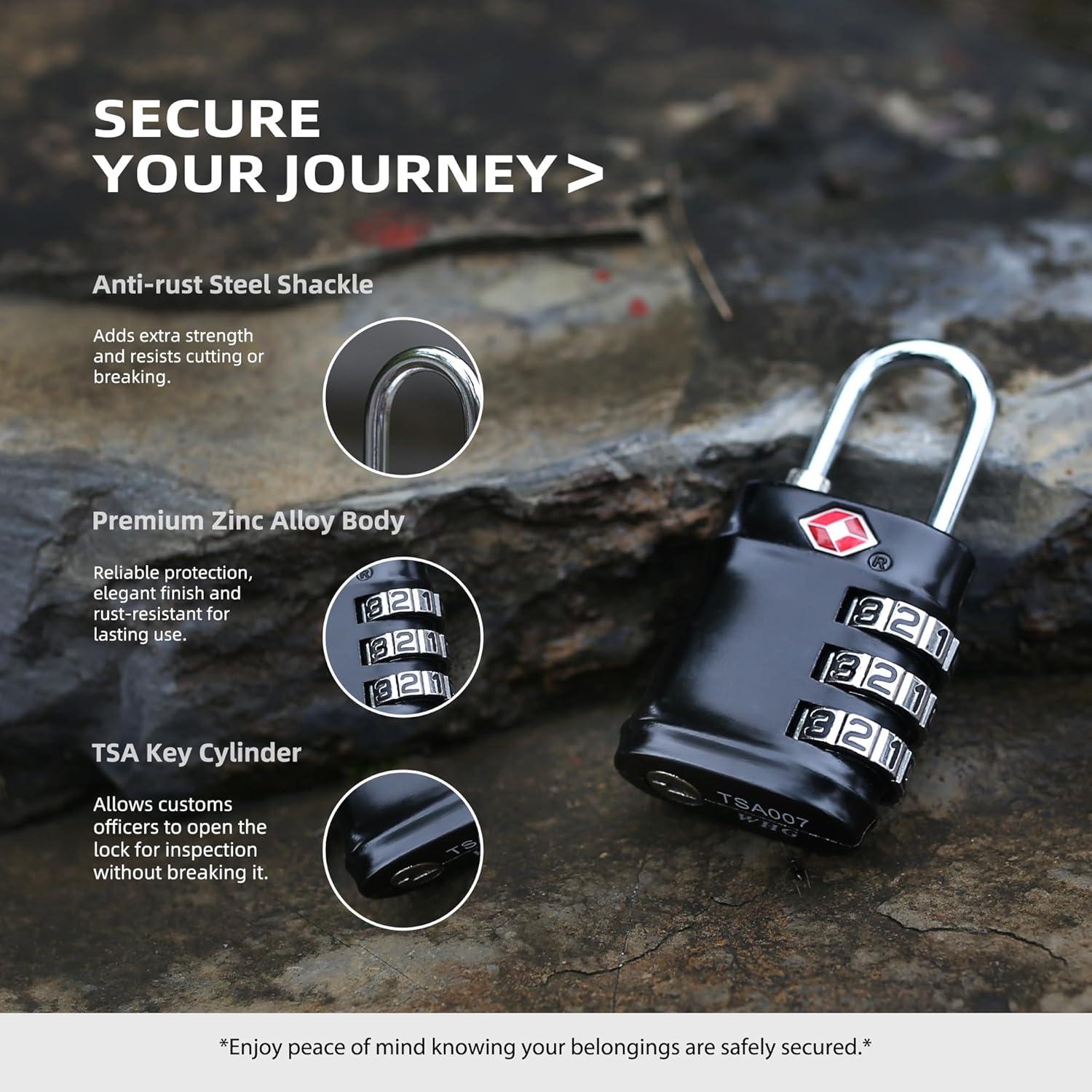 Candado de Combinación TSA UP Security - 3 Dígitos, Negro