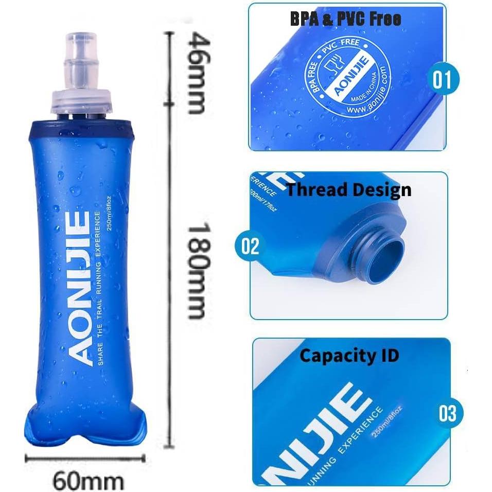 Botellas de Agua Suaves AONIJIE 250ml Plegables para Deportes