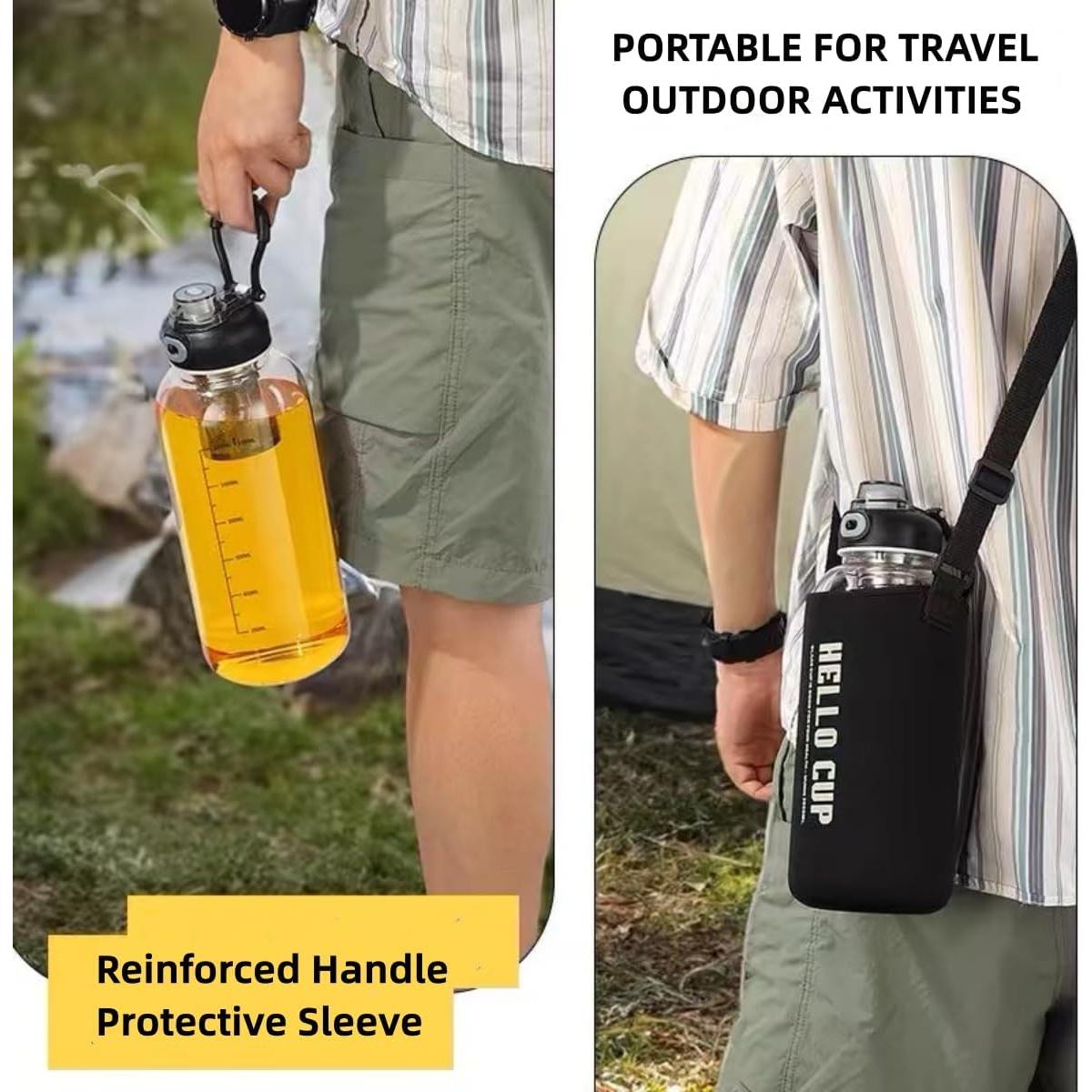 Botella de Agua de Vidrio 1500ML HOYUANSU con Infusor y Tapa Bloqueo