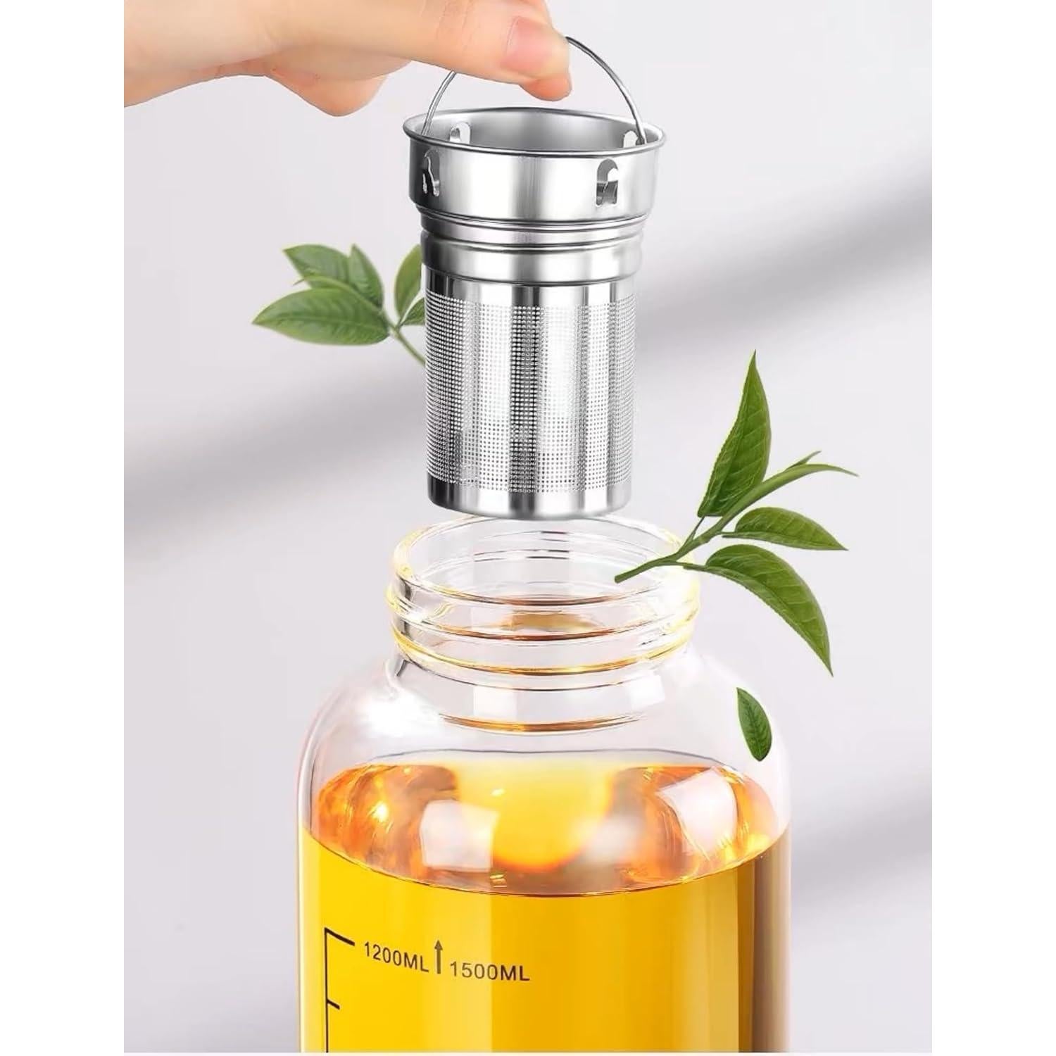 Botella de Agua de Vidrio 1500ML HOYUANSU con Infusor y Tapa Bloqueo