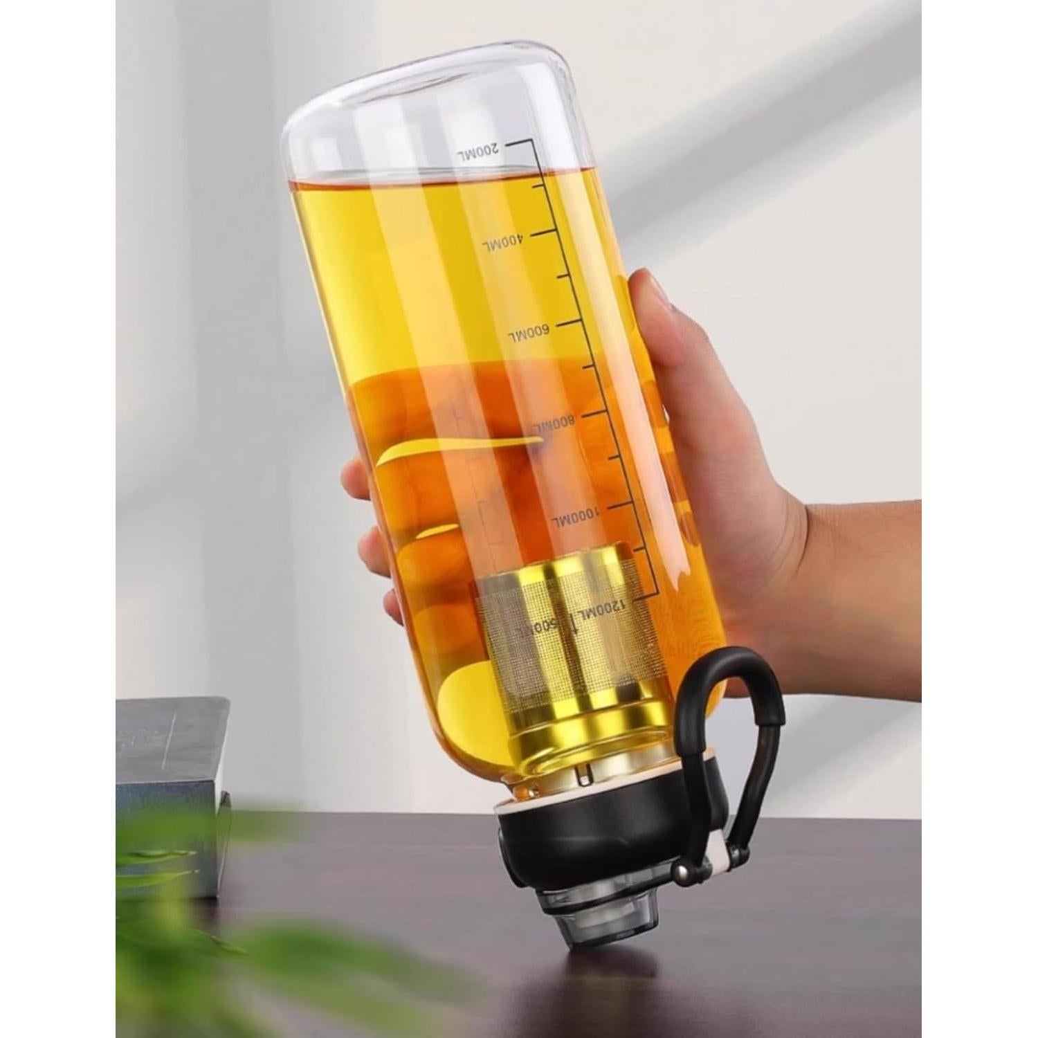 Botella de Agua de Vidrio 1500ML HOYUANSU con Infusor y Tapa Bloqueo