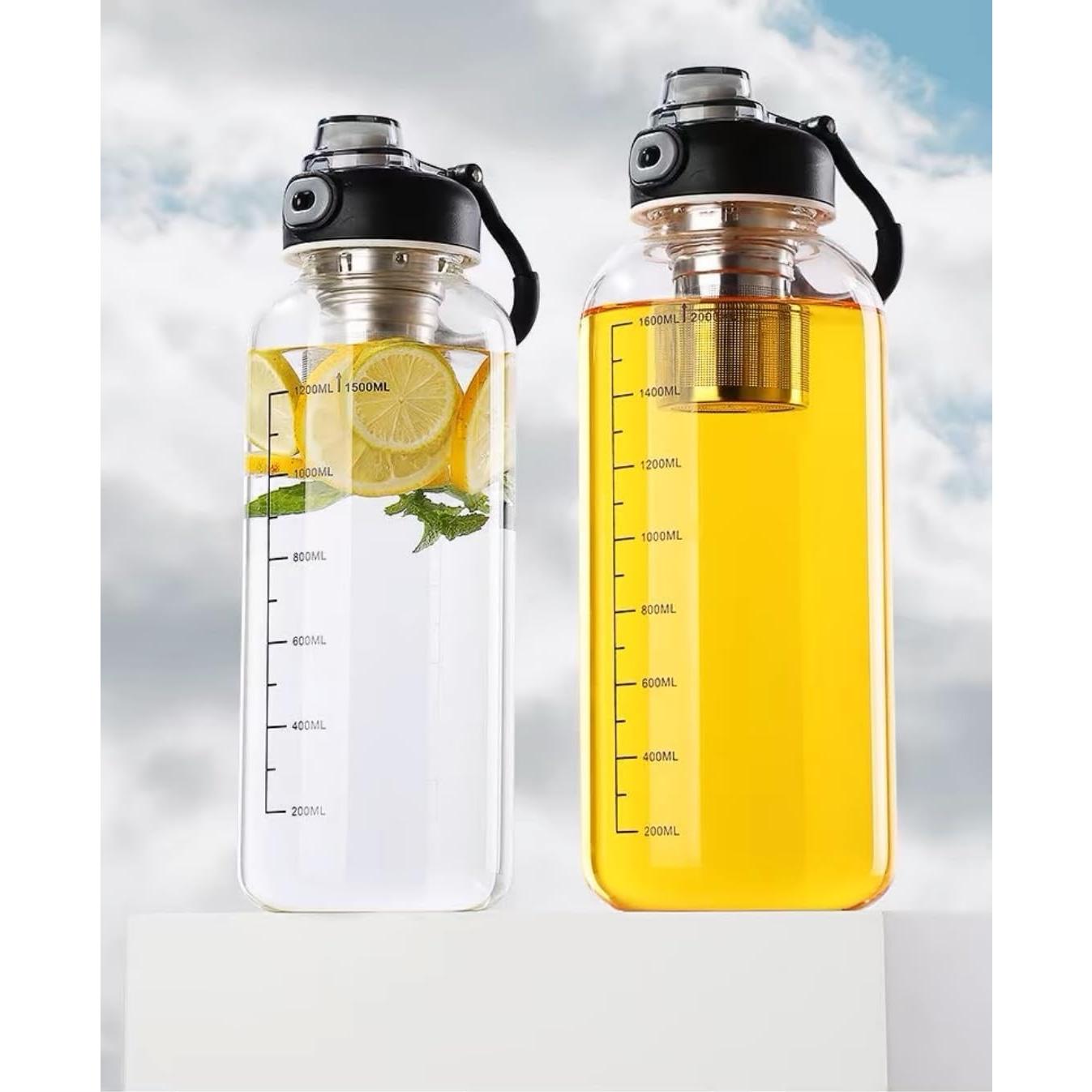 Botella de Agua de Vidrio 1500ML HOYUANSU con Infusor y Tapa Bloqueo