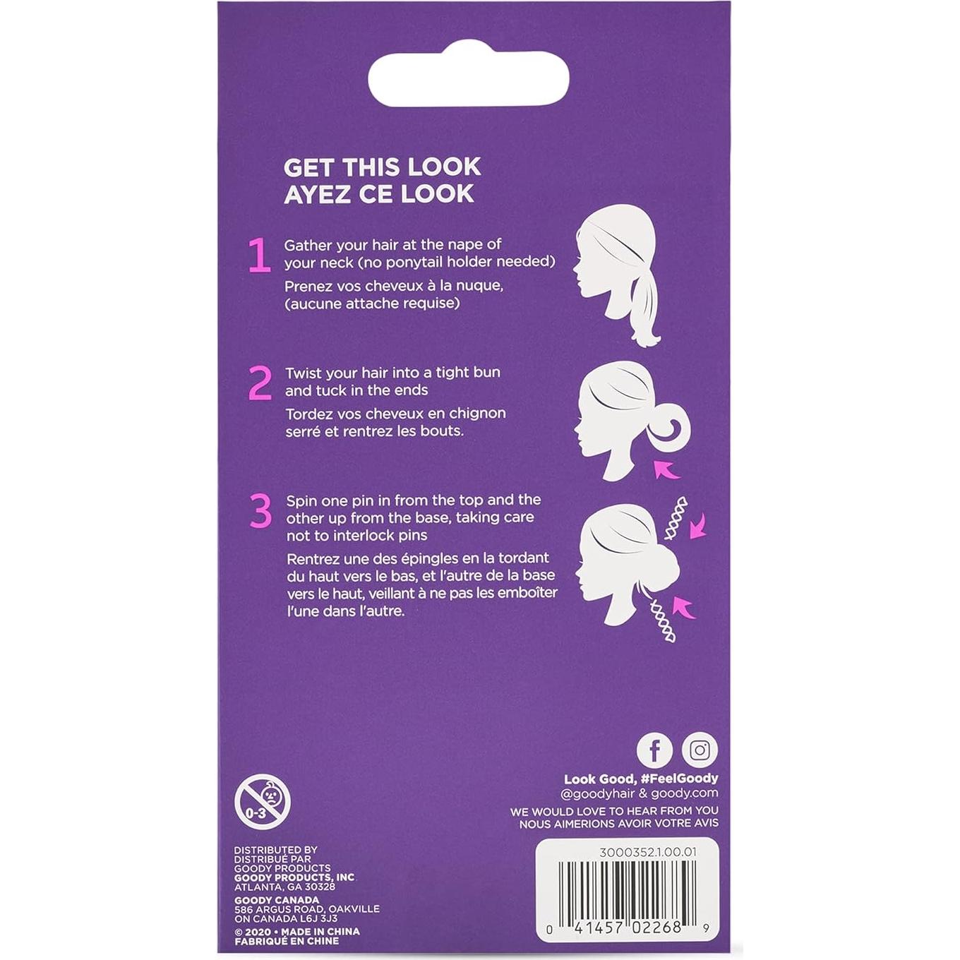 Goody Mini Spin Pins 2 Piezas - Clips para Moños Rápidos