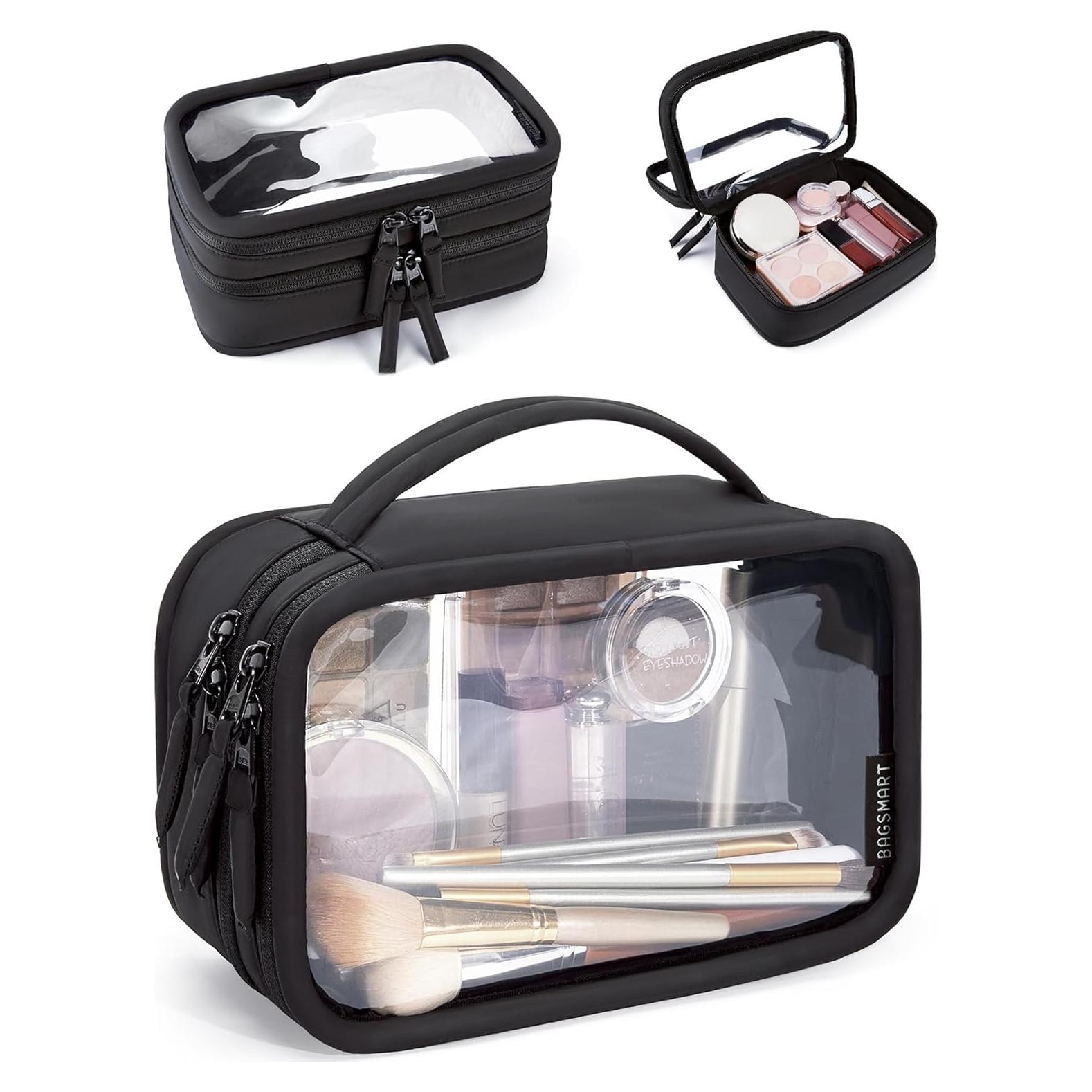 Bolsa de Maquillaje Transparente BAGSMART Doble Capa 22.5x15x11cm
