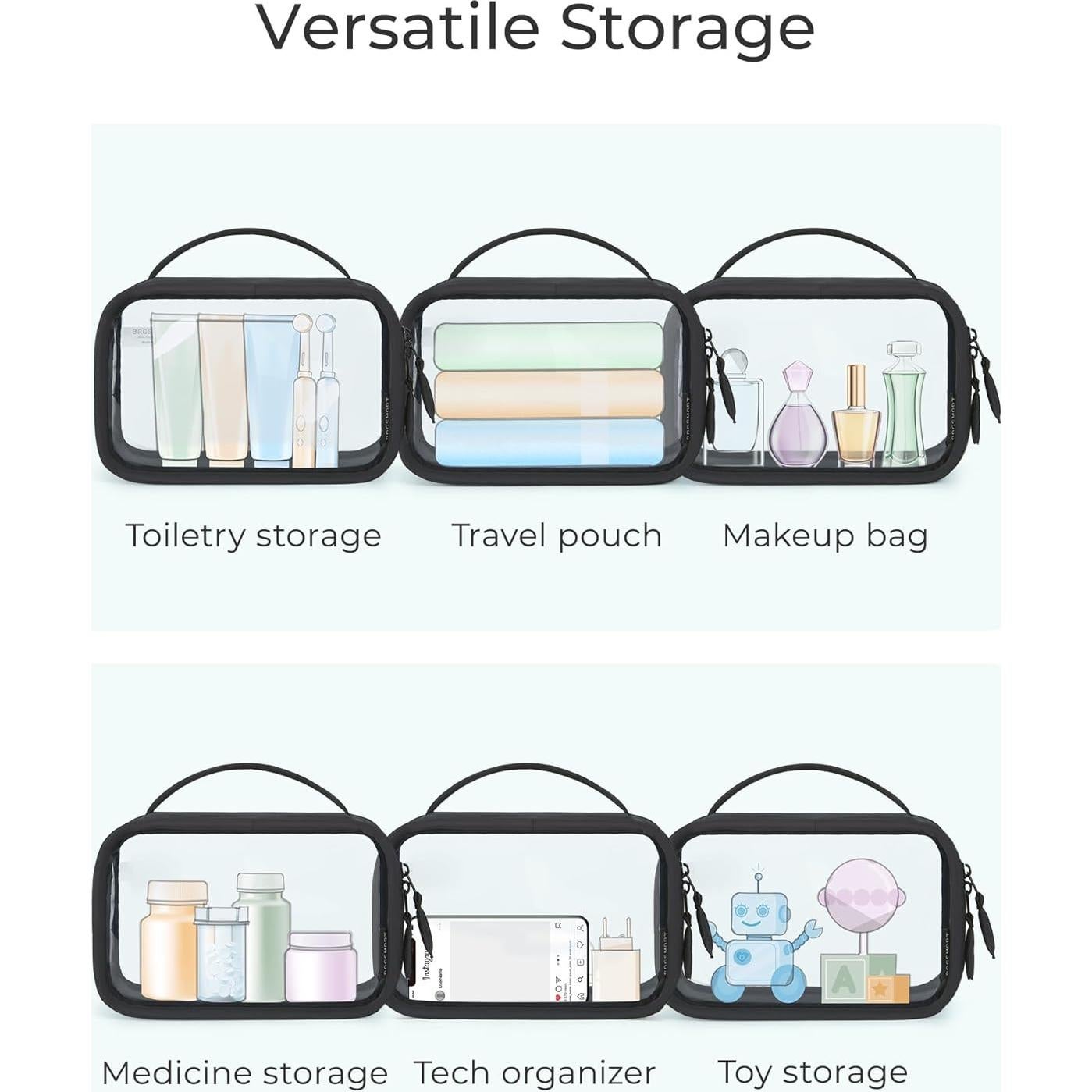 Bolsa de Maquillaje Transparente BAGSMART Doble Capa 22.5x15x11cm