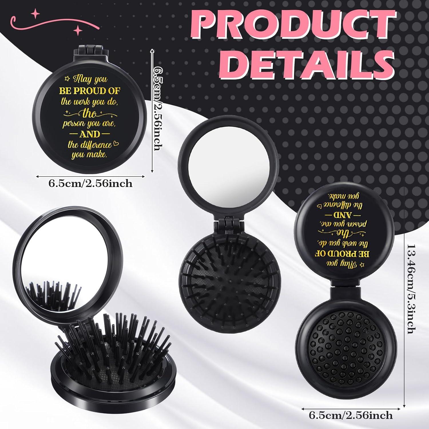 Set de 12 Cepillos de Pelo Plegables Leinuosen con Espejo Negro