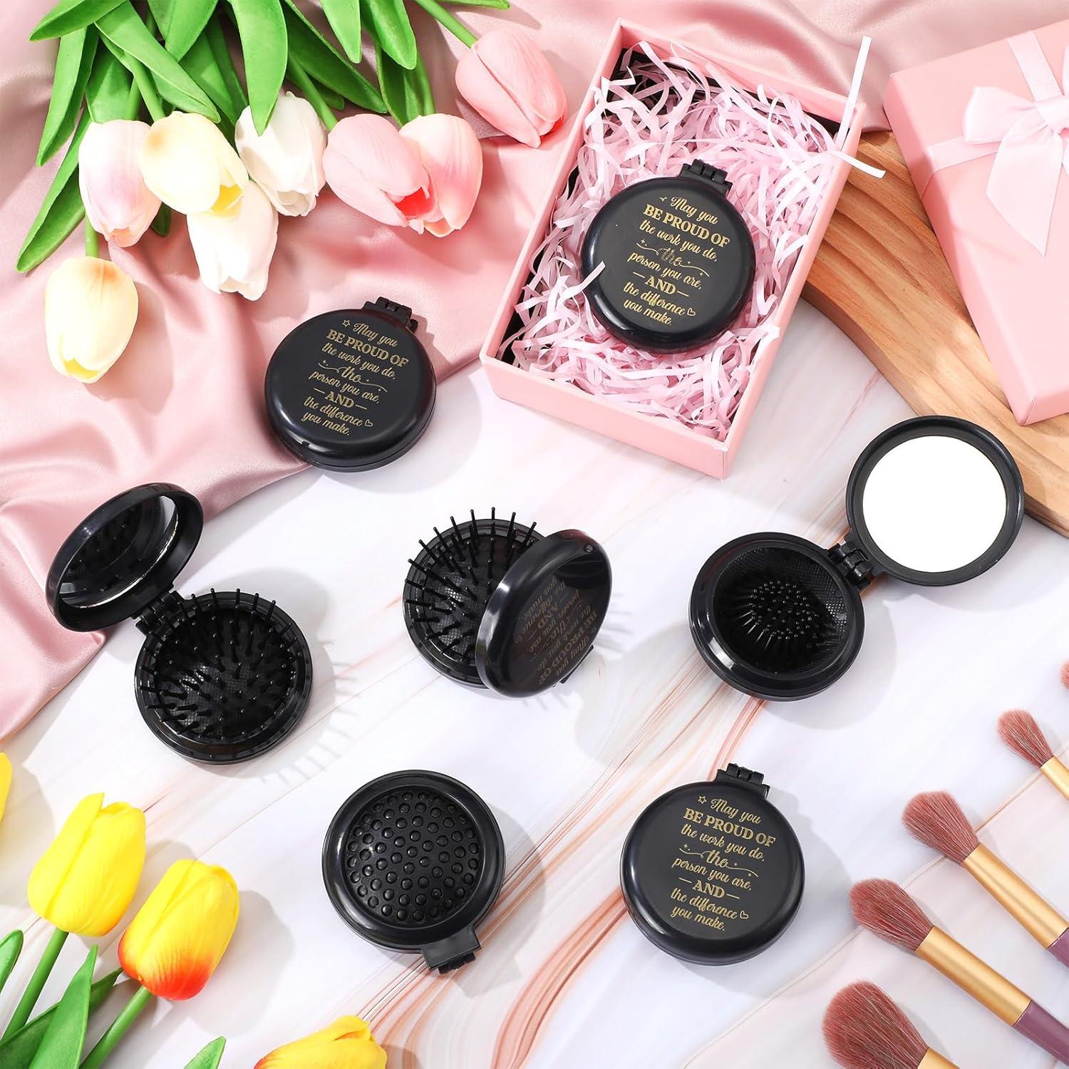 Set de 12 Cepillos de Pelo Plegables Leinuosen con Espejo Negro