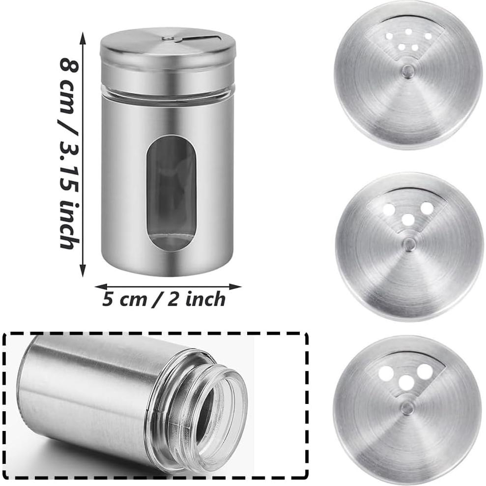 Juego de 6 saleros y pimenteros Aiareozy 80ml vidrio acero