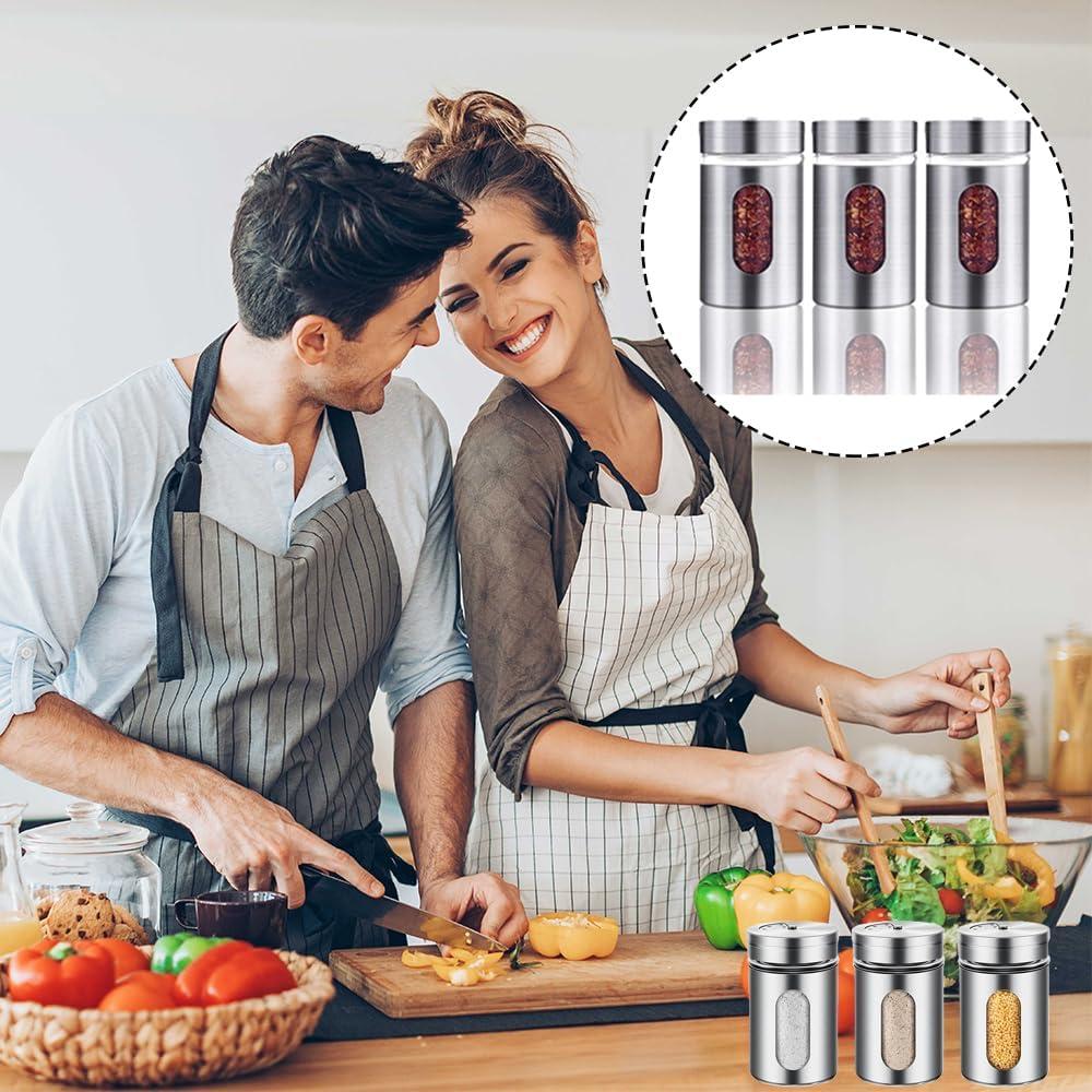 Juego de 6 saleros y pimenteros Aiareozy 80ml vidrio acero