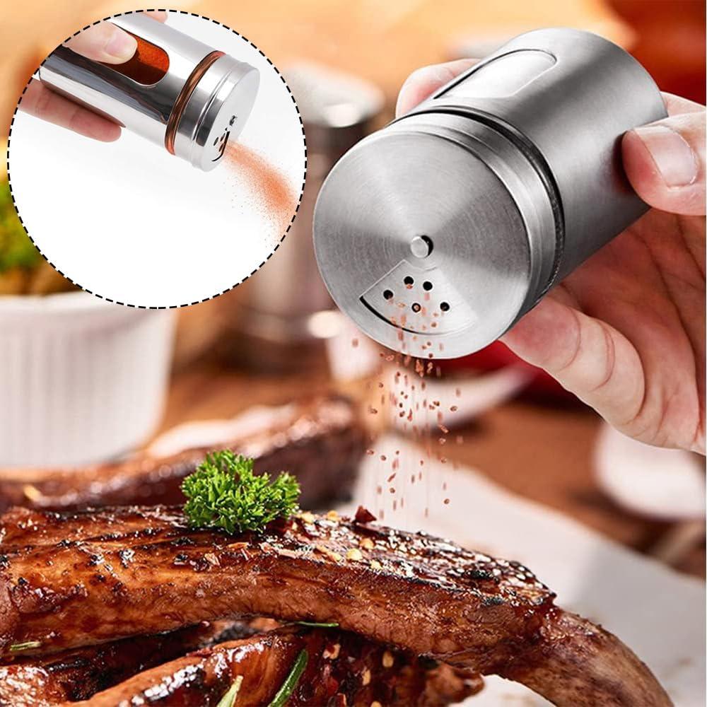 Juego de 6 saleros y pimenteros Aiareozy 80ml vidrio acero