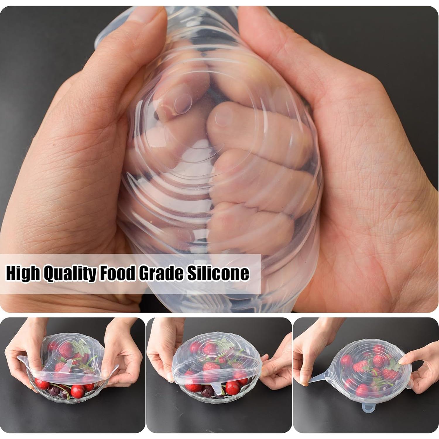 Tapas de Silicona Estirables Boozyer 6 Pcs 6.5cm Reutilizables