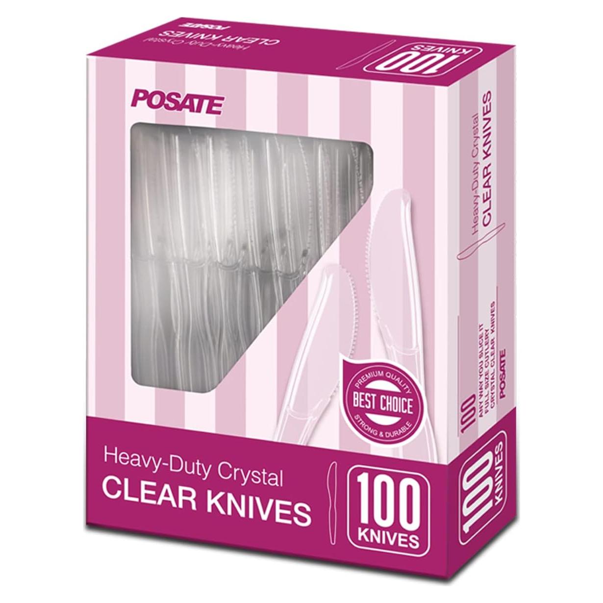 Cuchillos Desechables Transparentes POSATE - 100 Unidades