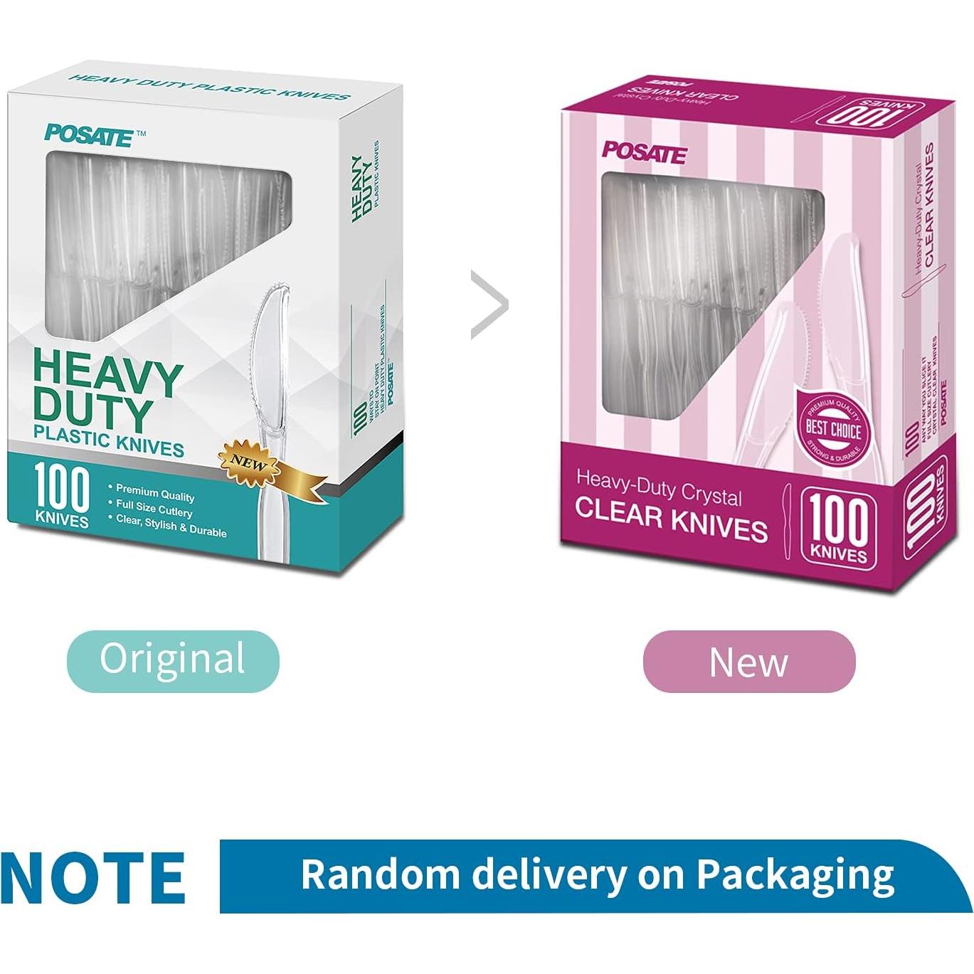 Cuchillos Desechables Transparentes POSATE - 100 Unidades