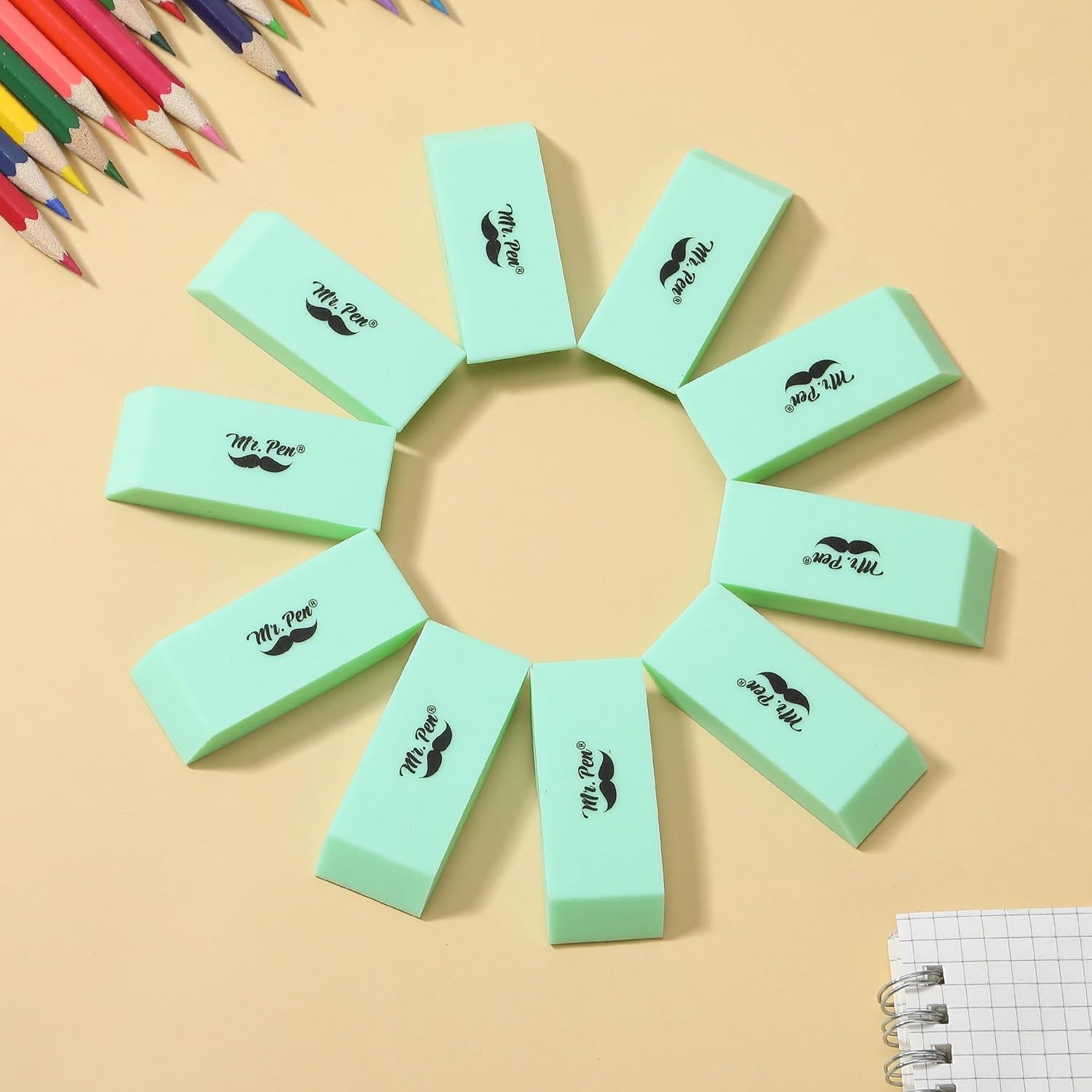 Gomas de Borrar Mr. Pen Verde 12 Paquete Caucho