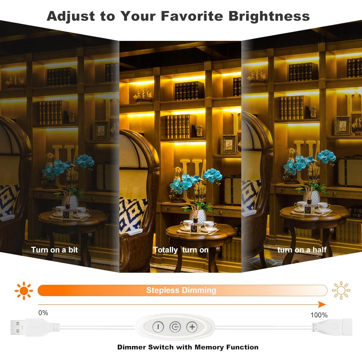 Tira de Luz LED USB GXILEE 1.83m 10W 3000K Regulable