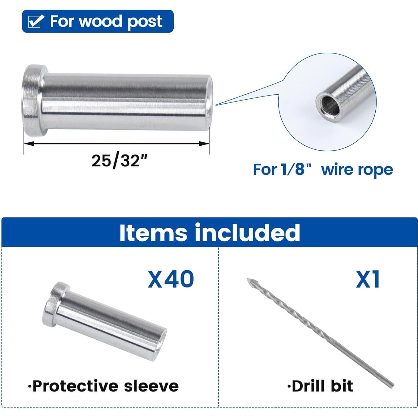 Muzata Kit de Mangas Protectores de Cable 1/8" Acero Inoxidable T316