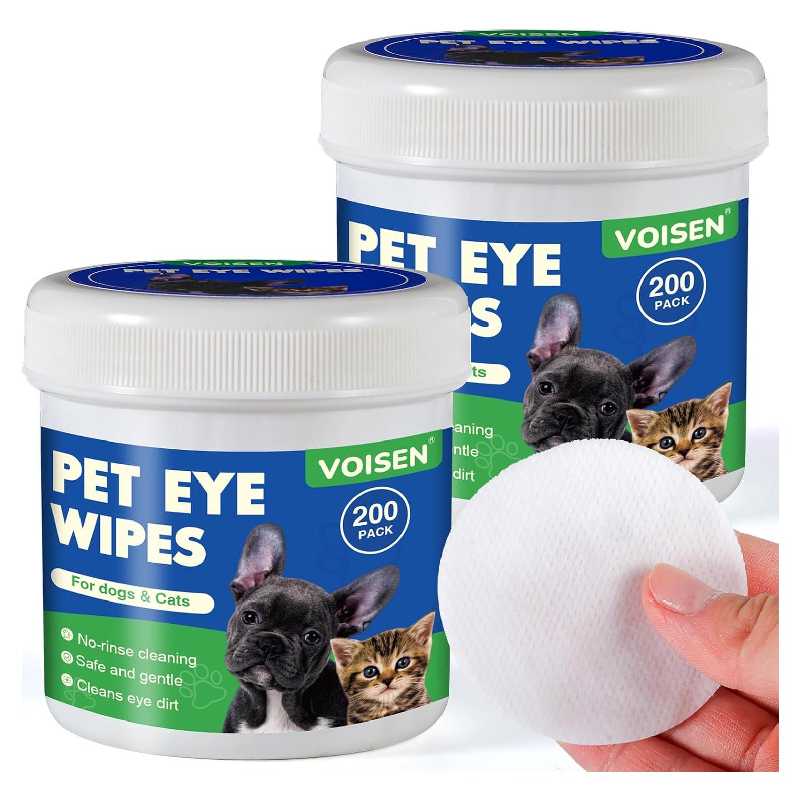 Toallitas para Ojos VOISEN 400 Pcs Biodegradables para Mascotas