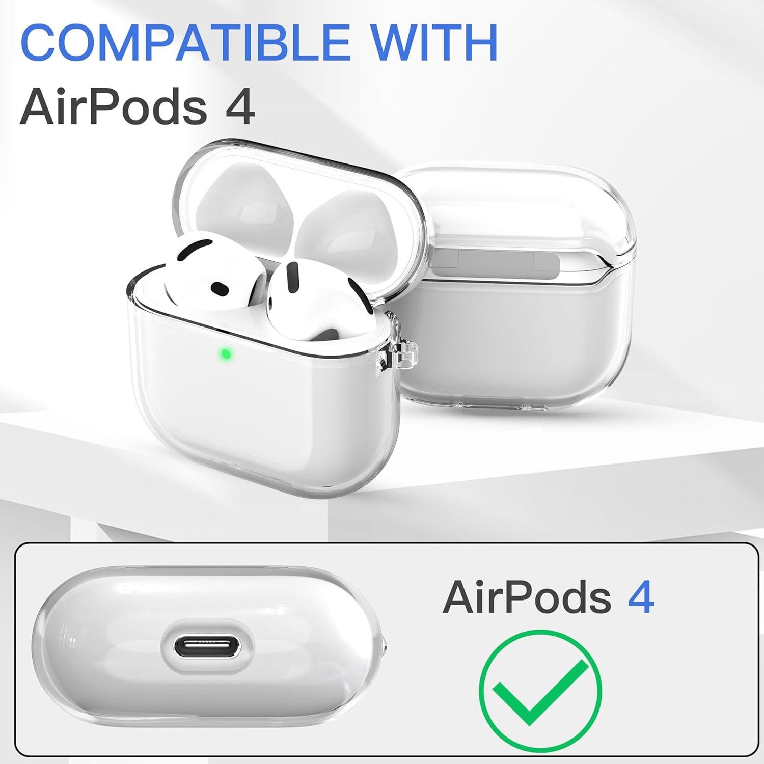 Funda Transparente Anti-Amarillenta VEIRRW para AirPods 4