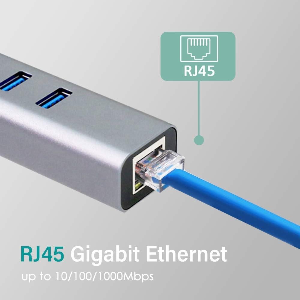 Hub USB-C a Ethernet Opro9 4 en 1 con 3 USB 3.0 y RJ45