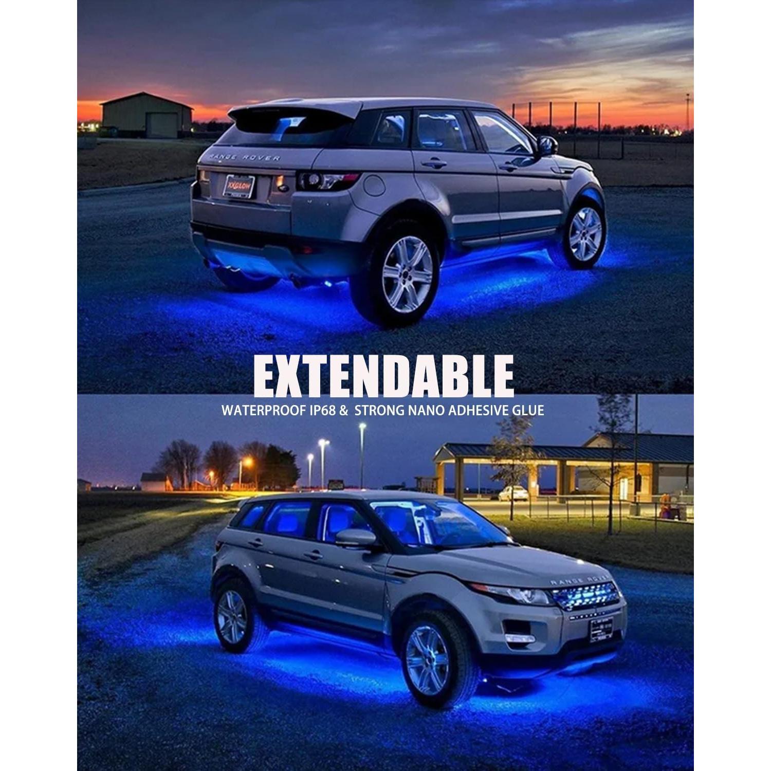 Luces de tira LED 12V Keiurot 30 cm azules impermeables - Paquete de 4