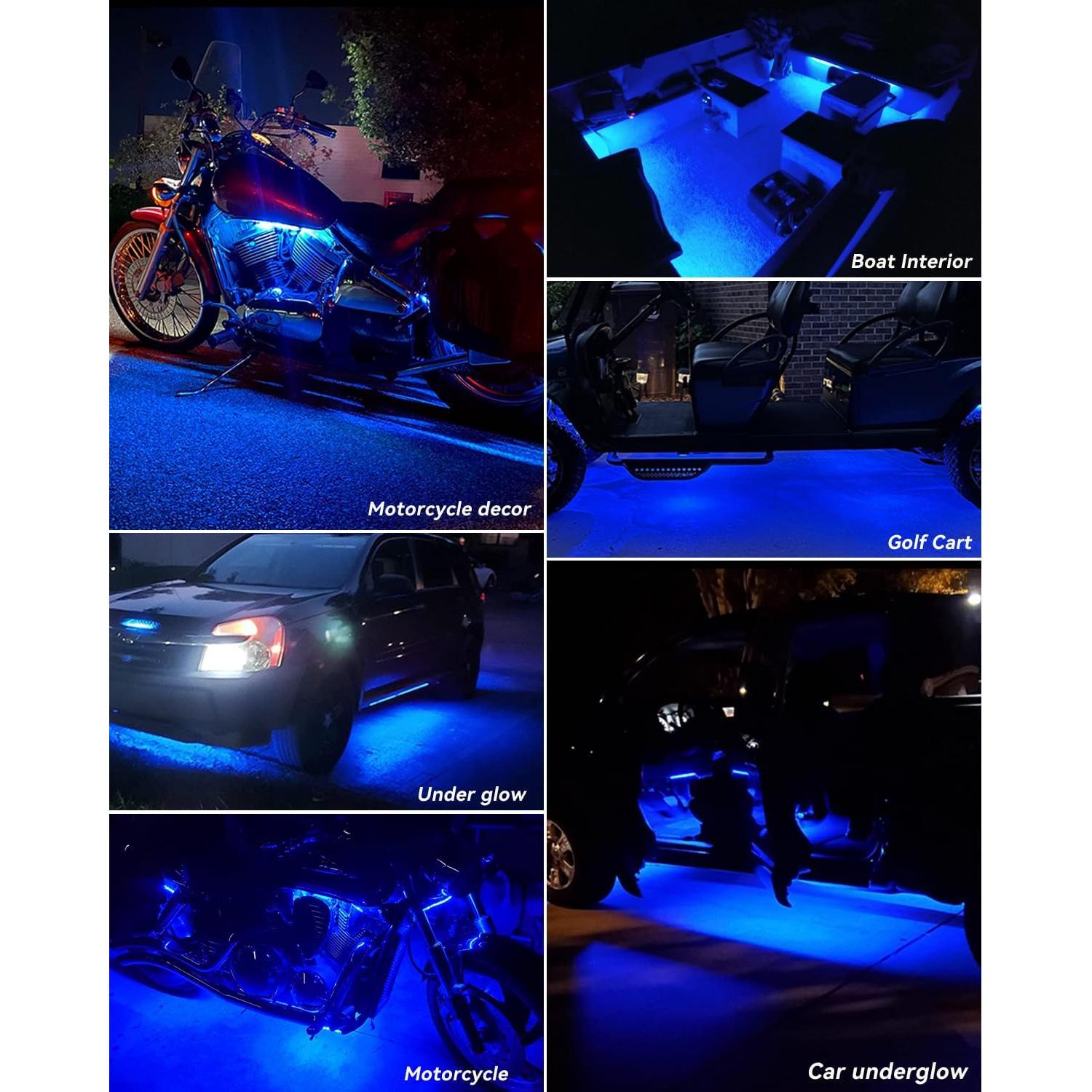 Luces de tira LED 12V Keiurot 30 cm azules impermeables - Paquete de 4