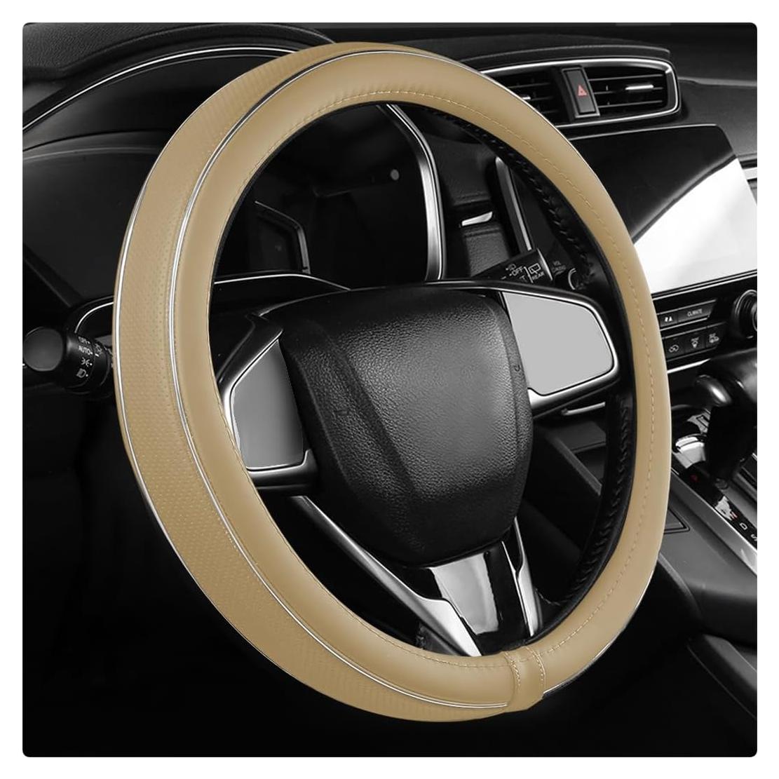 Funda de Volante de Cuero Yourkar Beige Universal 38.1 cm