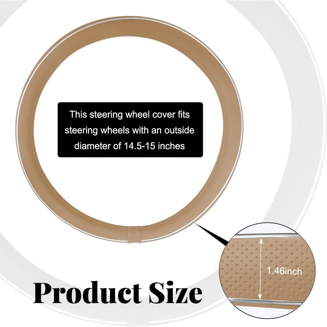 Funda de Volante de Cuero Yourkar Beige Universal 38.1 cm