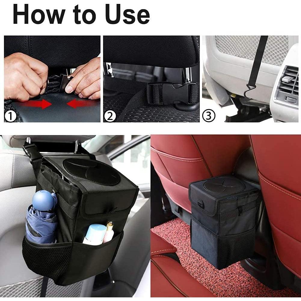 Basurero de Auto Impermeable Kartisen con Tapa y 3 Bolsillos